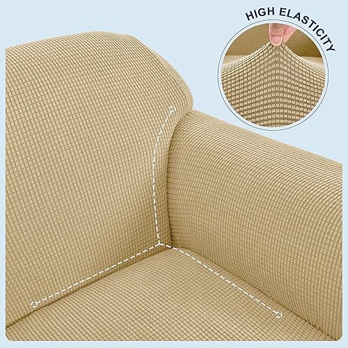 Miniatura 3 de subrtex El juego de fundas de sofá incluye sofá biplaza y fundas de sofá, fundas elásticas de 2 piezas de tela jacquard a cuadros pequeños,