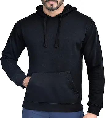 Sleepdown Essentials Men's Fleece Hooded Sweatshirt, Cotton-Blend Pullover Fleece Hoodies For Men
