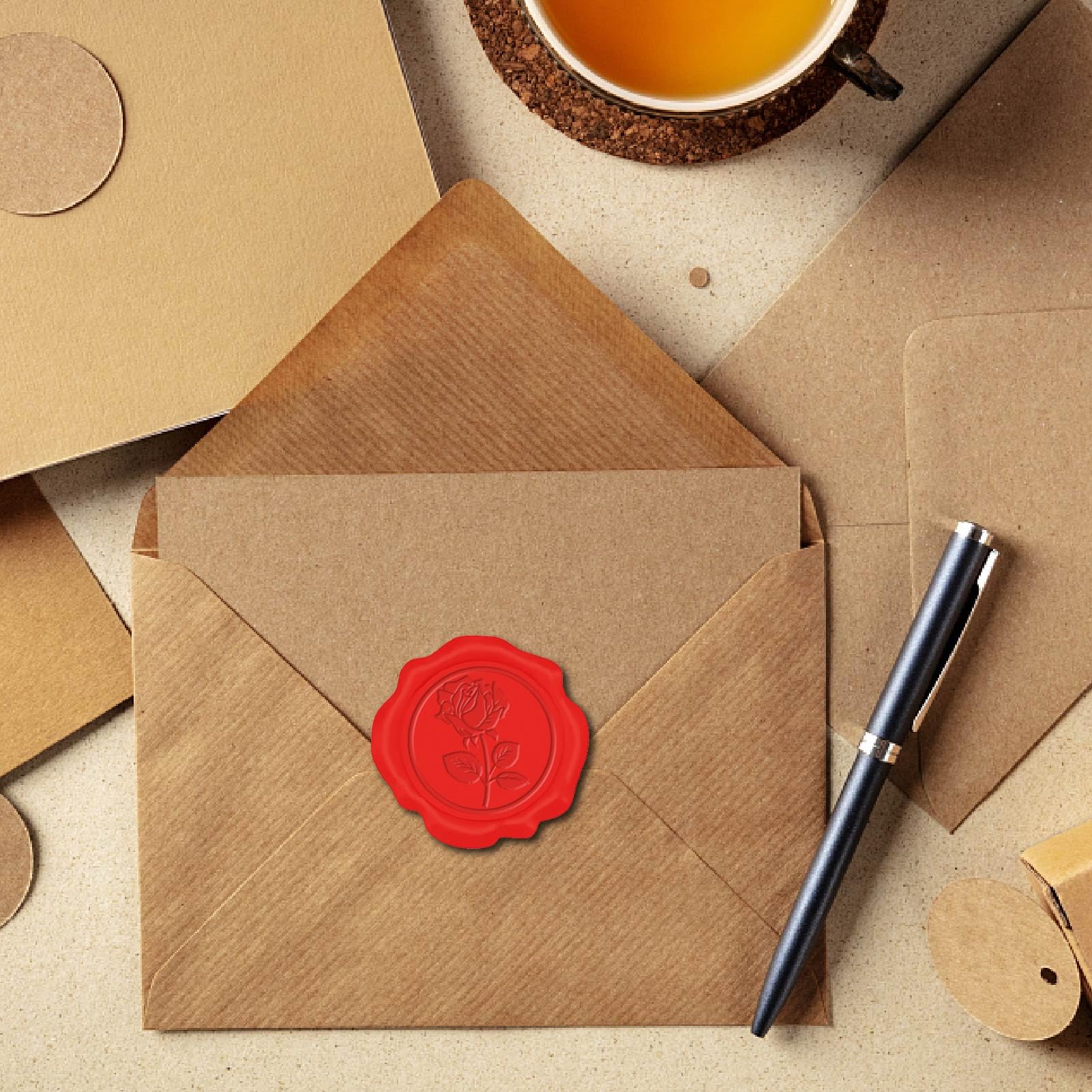 50 Adesivi Sigillo Cera Rosa - Decorazione Vintage Per Buste, Inviti Matrimonio, Regali - Foto 8