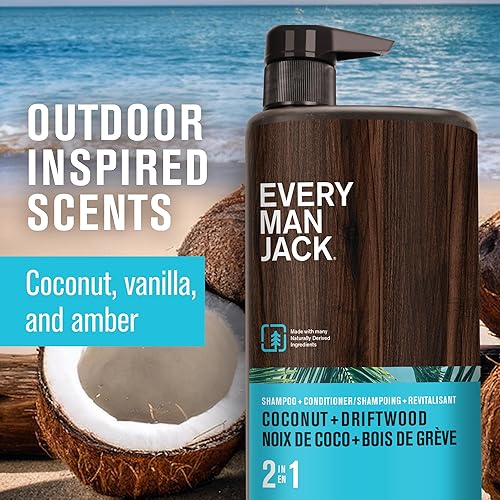 Miniatura 23 de Every Man Jack 2 en 1 árbol de té + champú de cedro + acondicionador - Espesa, limpia e hidrata el cabello con coco, aloe, aceite de árbol de té
