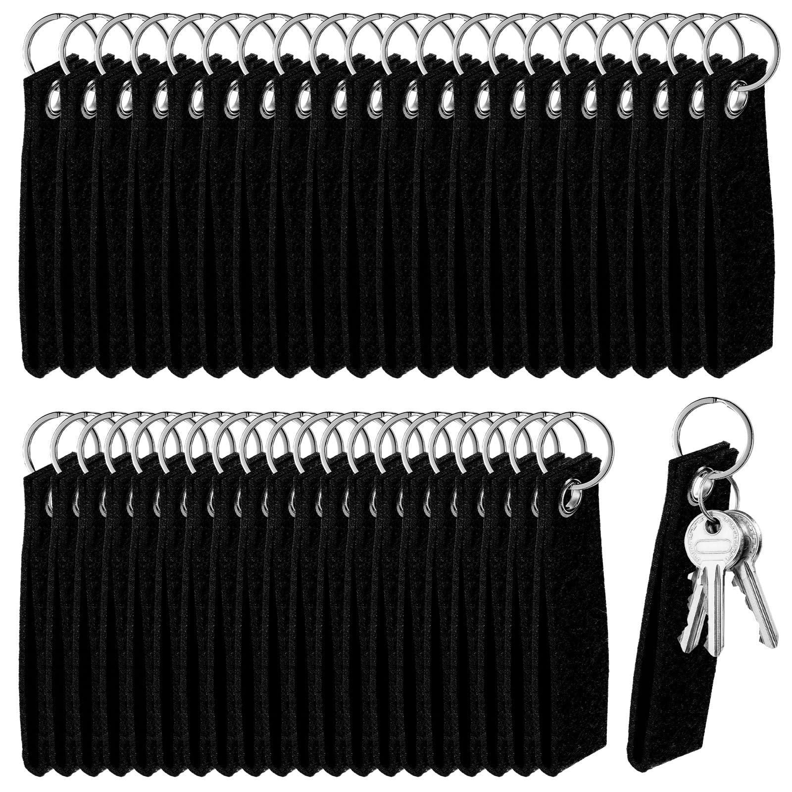 Nuenen 40 Stück Filz Schlüsselanhänger Schlüsselring mit Filzanhänger 13 x 3 cm Filz Schlüsselbänder für Basteln DIY Auto Schlüssel Geschenk Schule Wohnung Büro(Dunkelgrau)