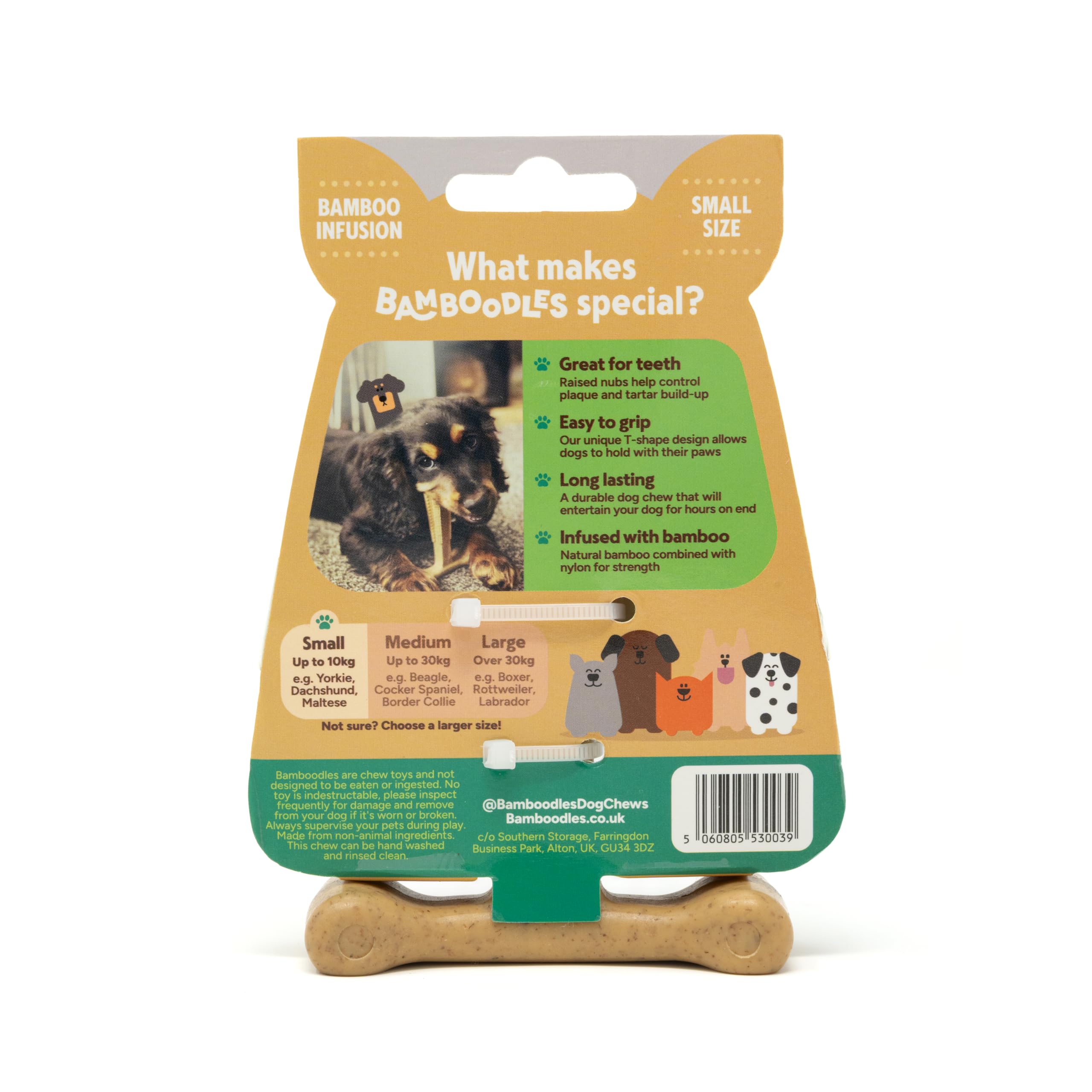 Bamboodles T-Bone Dog Chew Toy - Small, Yellow - Image 2