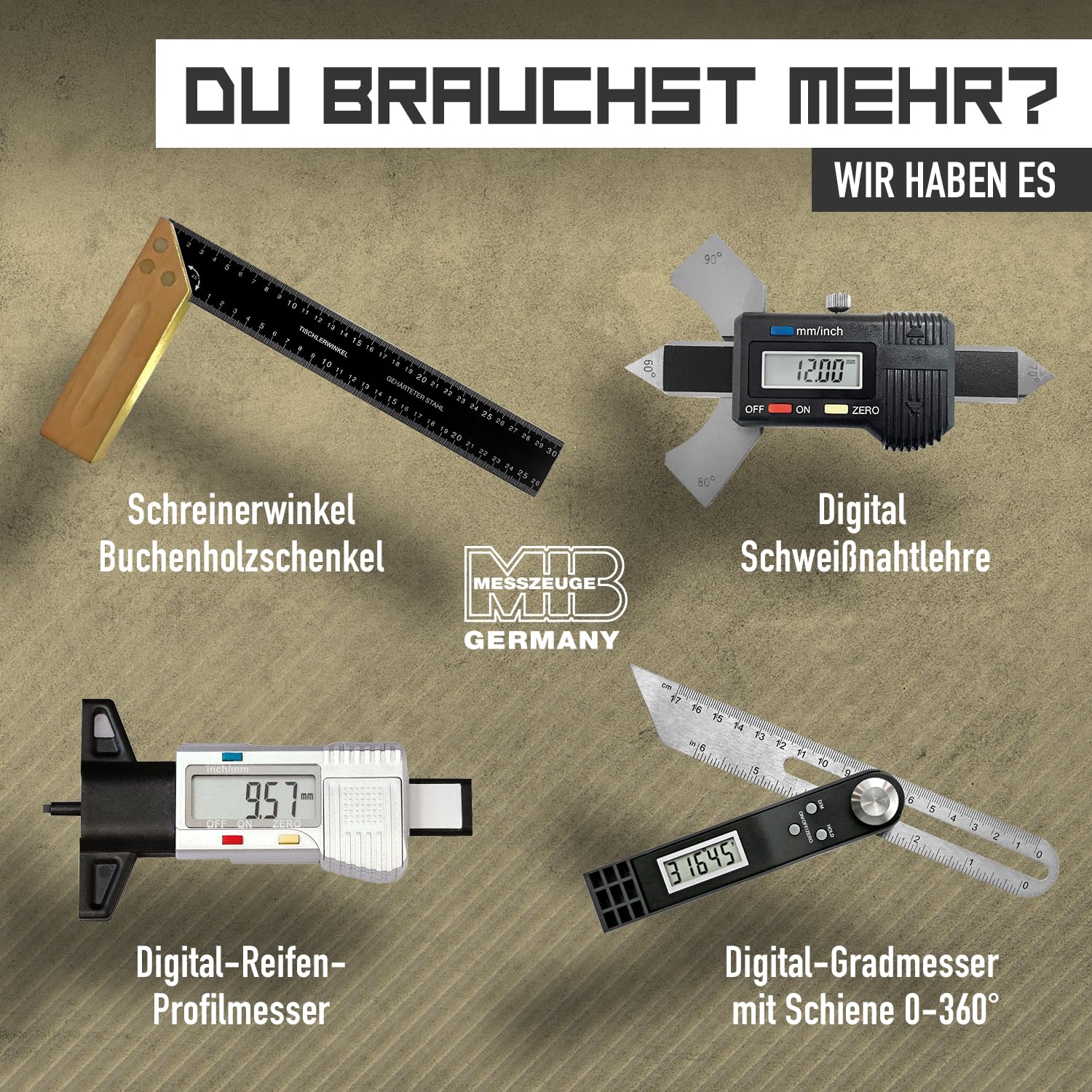 MIB Calibro digitale con sistema assoluto e rivestimento TiN DIN 862, 150 mm, misuratore di precisione, misurazione a 4 livelli, calibrazione, set di utensili digitali con batteria da 3 V e scatola di