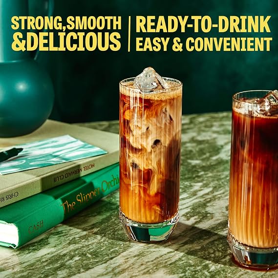 Wandering Bear Straight Black Organic Cold Brew Coffee On-the-Go - Extra Strong, Bold, Smooth, Unsweetened, Shelf-Stable, Ready to Drink, 100% Organic Iced Cold Brewed Coffee Drink - 11 fl. oz