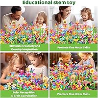 Vista 4 de 238 piezas de juguetes de construcción de jardín de flores para niñas de 3, 4, 5, 6, 7 años, juguetes de construcción de pilas DIY mejorados