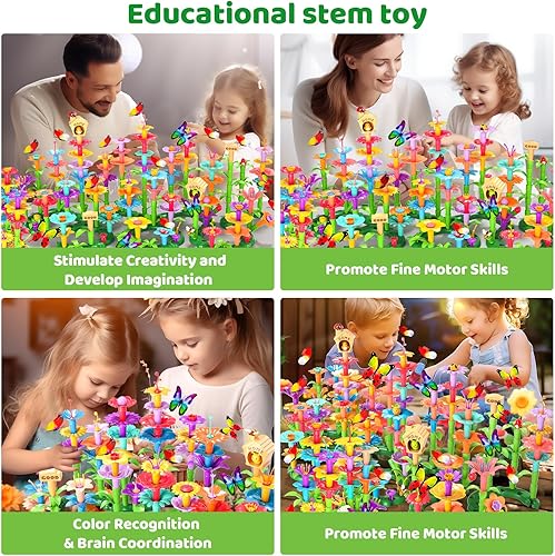Miniatura 4 de 238 juguetes de construcción de jardín de flores para niñas de 3 4 5 6 7 años, juguetes apilables de construcción DIY mejorados, juguetes educativos