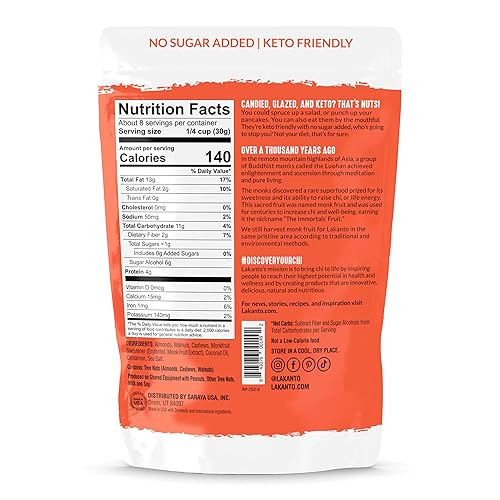 Vista 22 de Lakanto Nueces confitadas esmaltadas simples, sin azúcar añadido, endulzadas con fruta de monje, 3 carbohidratos netos, apto para dieta cetogénica