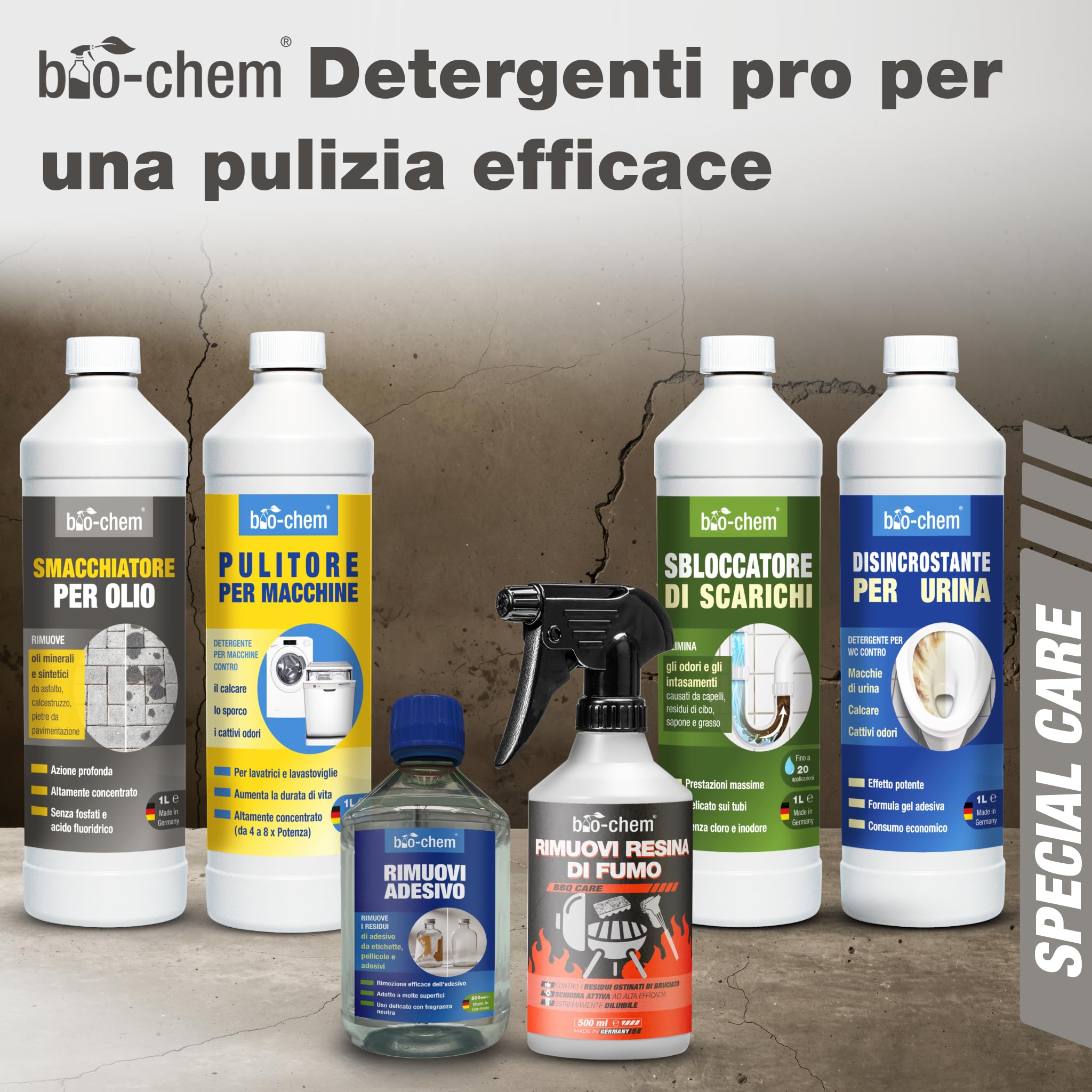 bio-chem - Smacchiatore per Macchie d'olio 2L - Smacchiatore concentrato biodegradabile - Pulizia per pavimentazioni in Pietra, Asfalto - Detergente per Auto, Garage e terrazzi
