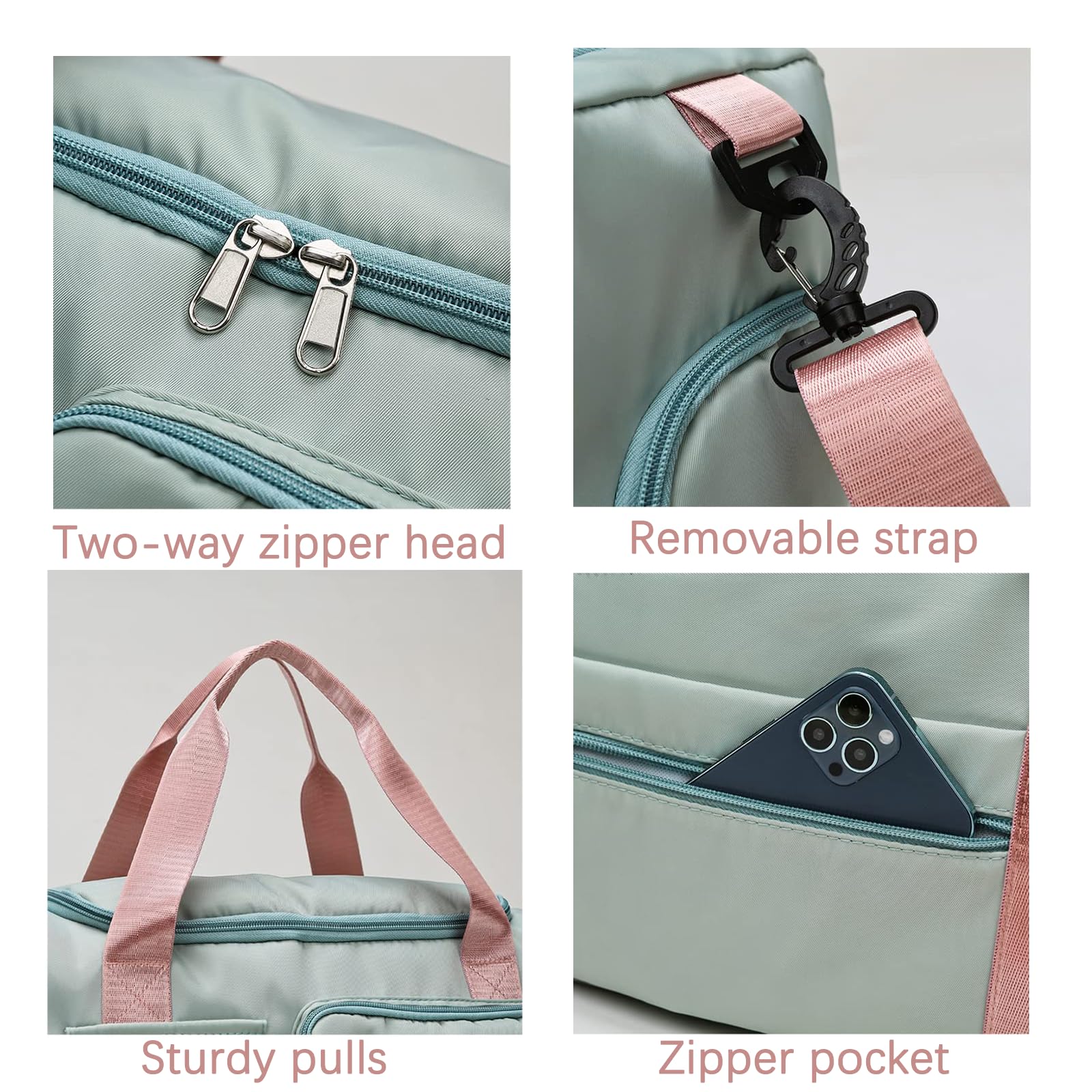 Bolsa de deporte para hombres y mujeres, 42 L, bolsa de viaje impermeable, bolsa de deporte con compartimento para zapatos, compartimento húmedo y función de mochila, bolsa de viaje, bolsa de