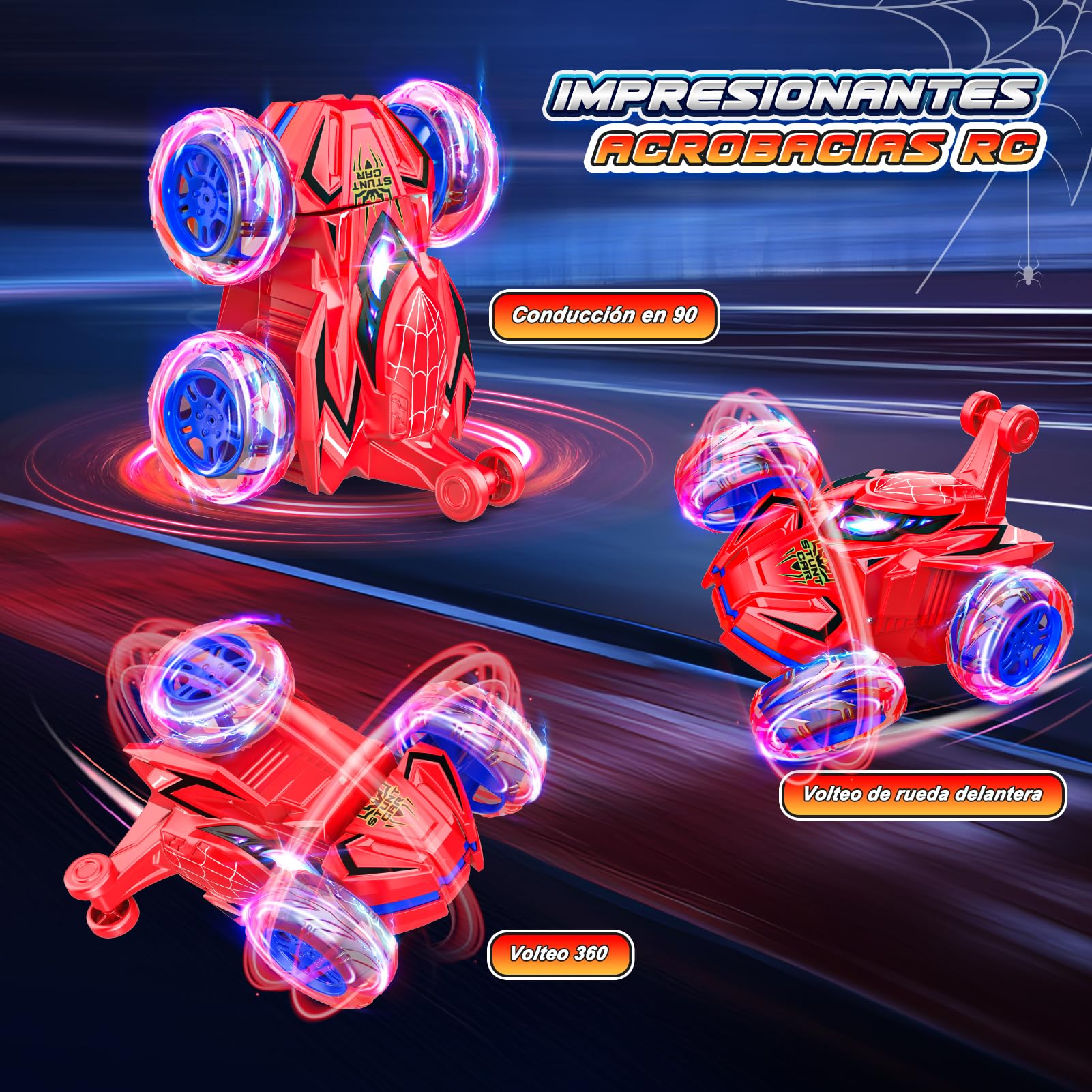 Braxel Coche Teledirigido Niños 3 4 5 6 años, Spider Juguetes Niños 3 4 5 6 7 8 9 Años Regalo Navidad Niño Regalo Niño Niña 3-10 Años Coches para Niños Coche Radiocontrol RC Car