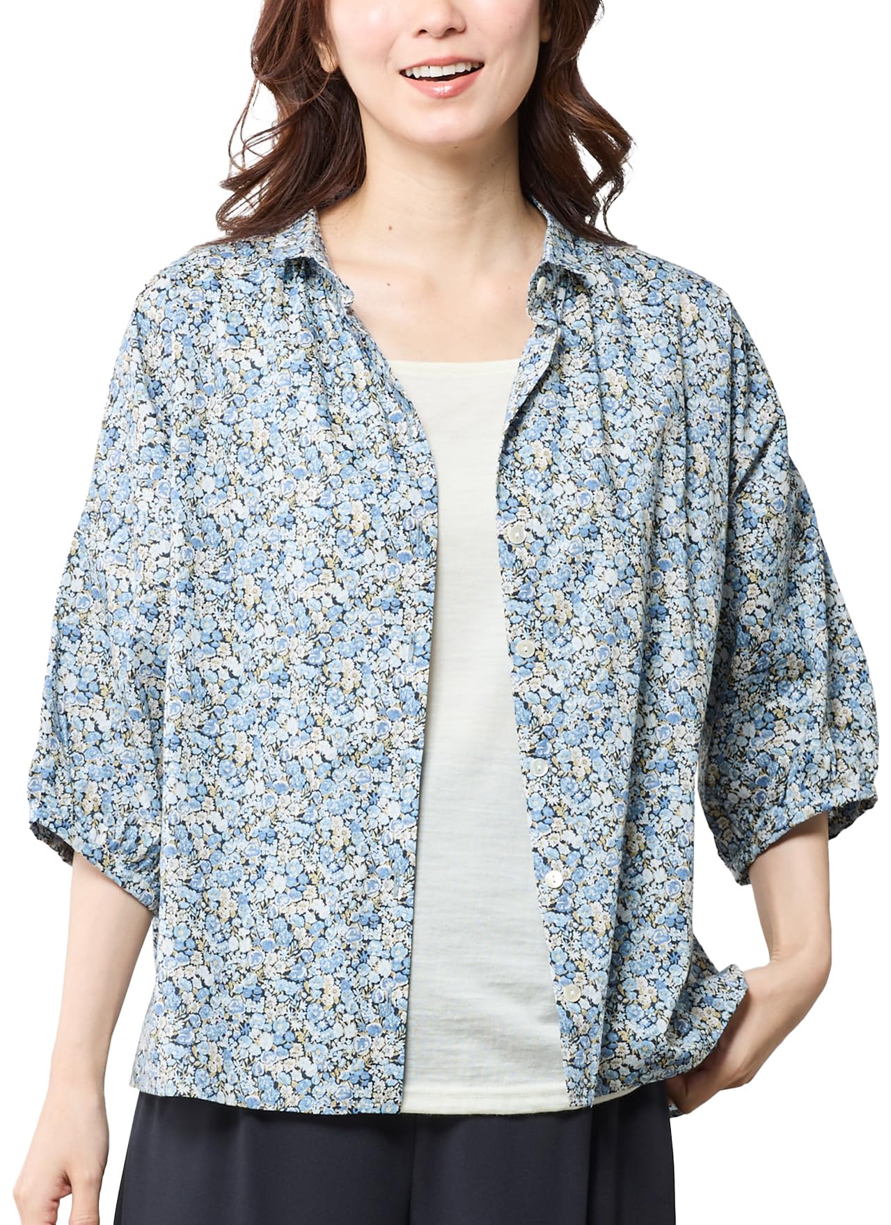 SALE リバティ　タナローン　襟付きVネックブラウス　トープ Amazon.co.jp: [SPAN] 952 日本製 Liberty リバティ タナローン
