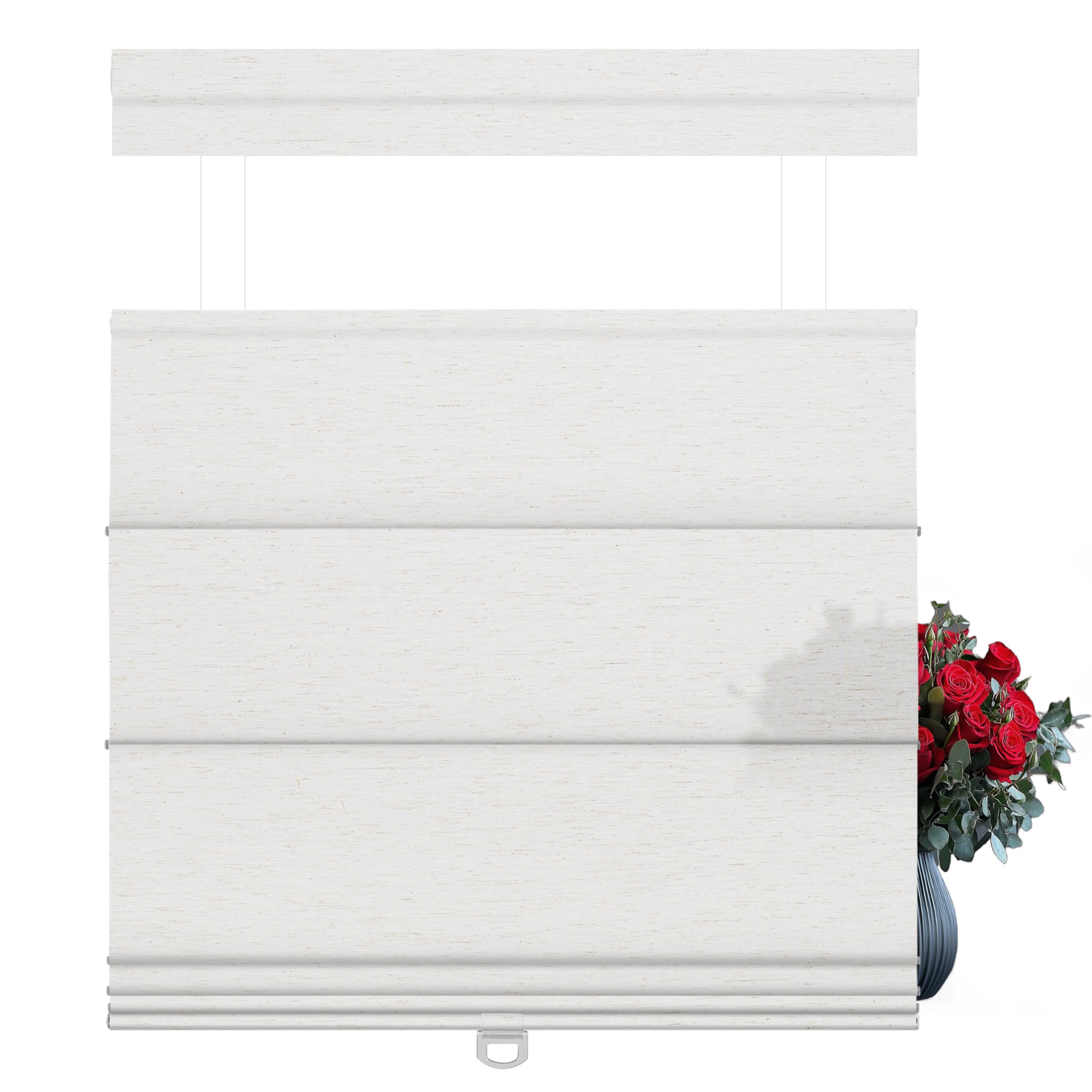 BERISSA Top Down Bottom Up Light Filtering Linen Roman Shades for Windows,Cordless Roman Blinds,Thermal Insulated Room Darkening Window Shades for Home Office,Linen White,41