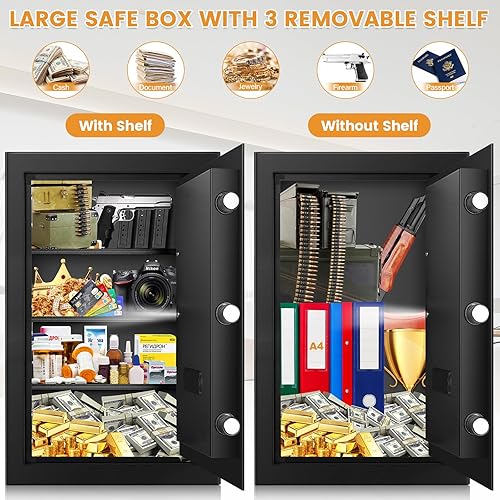 Miniatura 4 de Caja fuerte ignífuga para documentos del hogar, caja de seguridad impermeable ignífuga, caja fuerte de seguridad contra incendios con teclas de