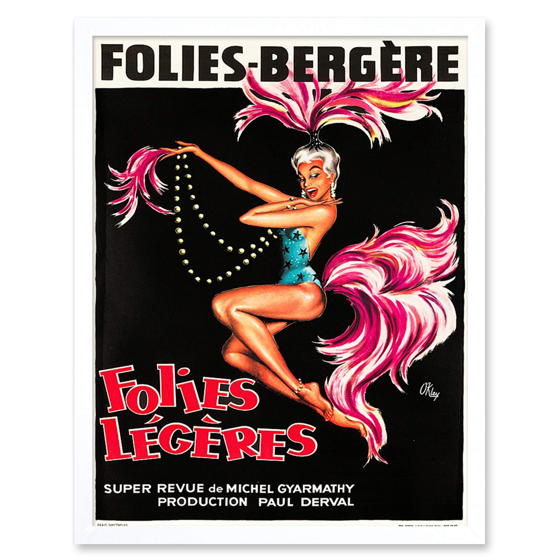 Wee Blue Coo Folies Bergere Cabaret Showgirl Art Print Framed Poster Wall Decor 12x16 inch