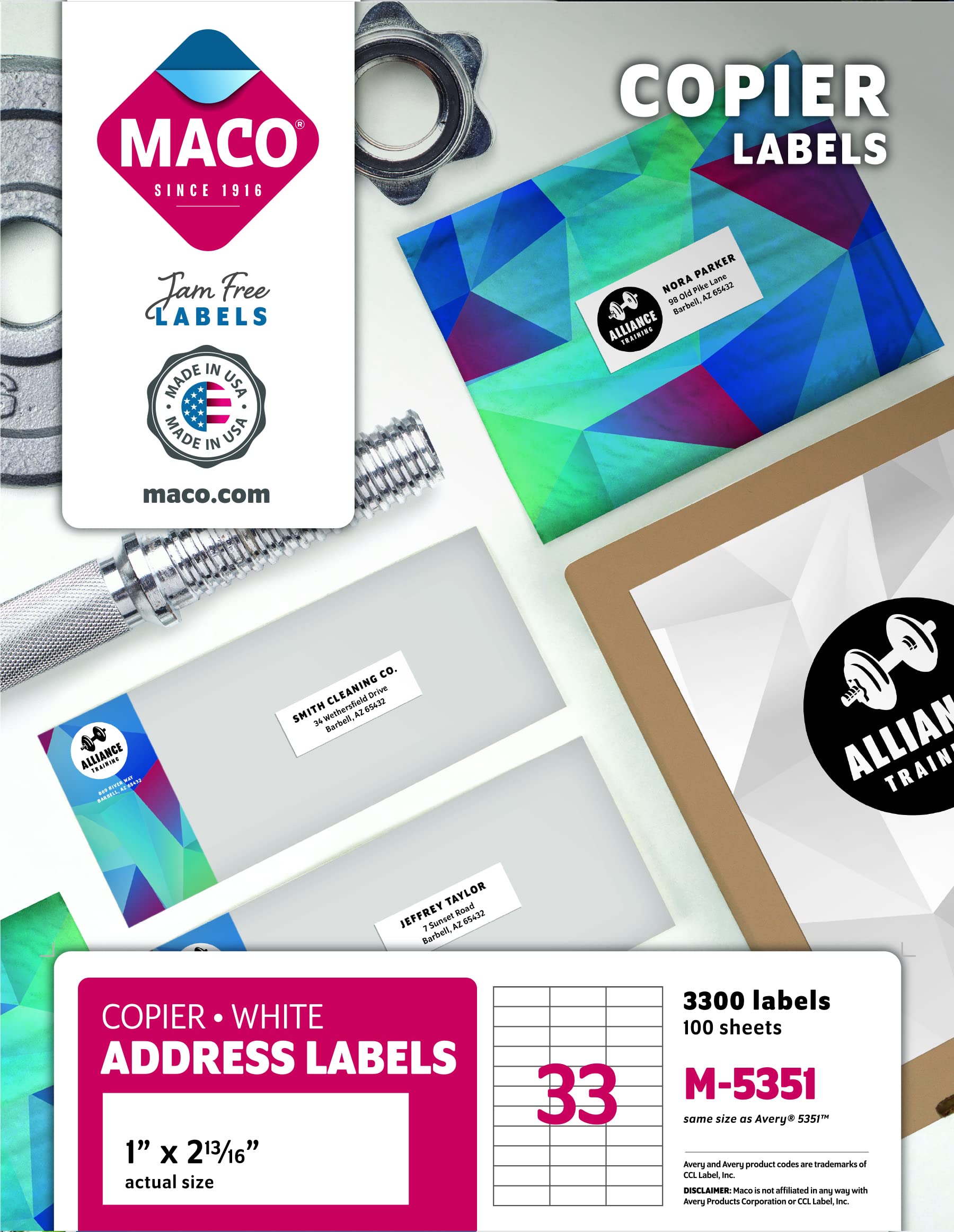 Buy MACO Copier White Address Labels, 1" x 213/16", 33 per Sheet, 3300