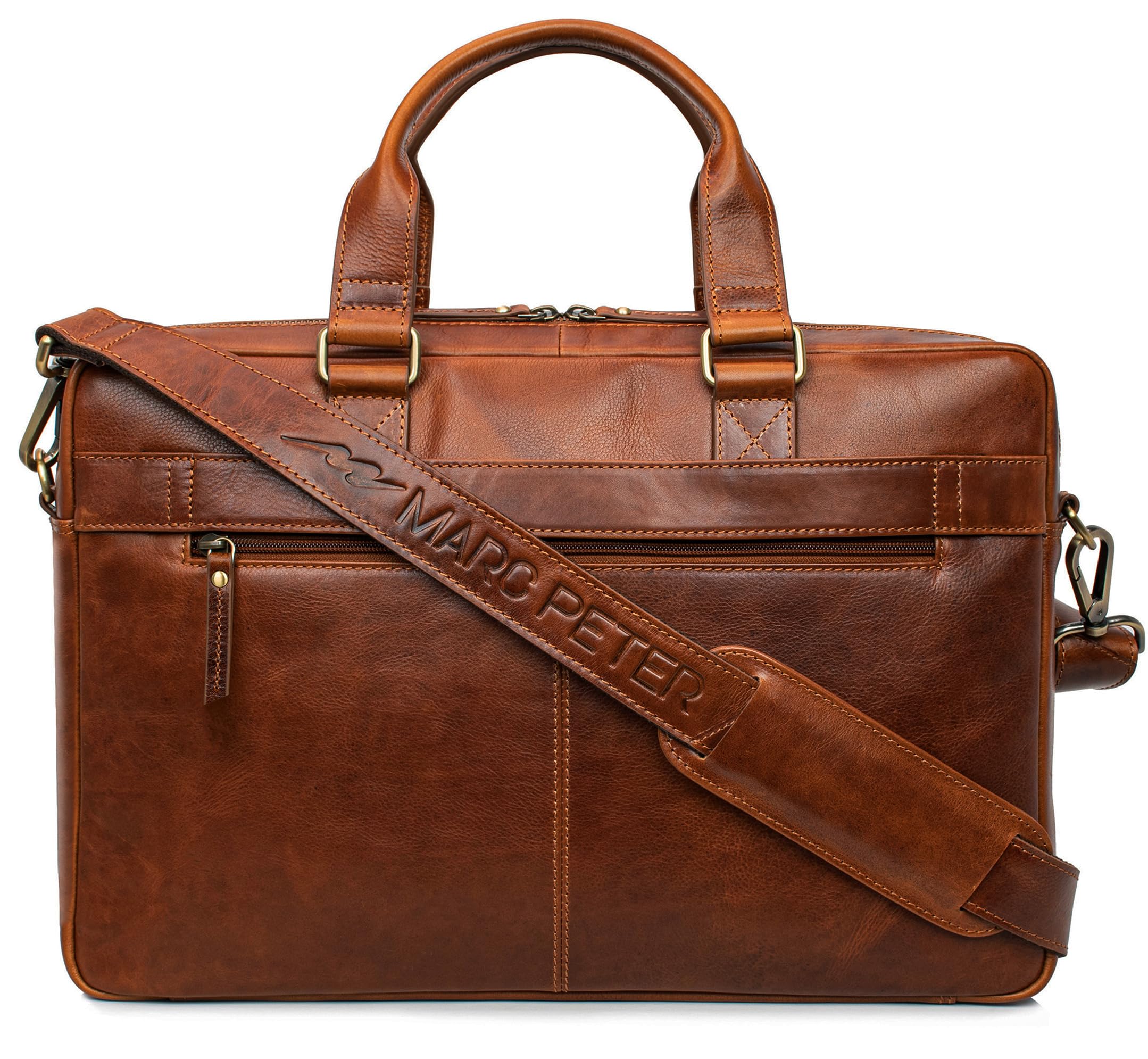 Marc Peter Laptoptasche Dallas I Leder Umhängetasche für 15.6 zoll Laptop I Aktentasche für Notebook I Tasche für Damen und Herren Buffleder