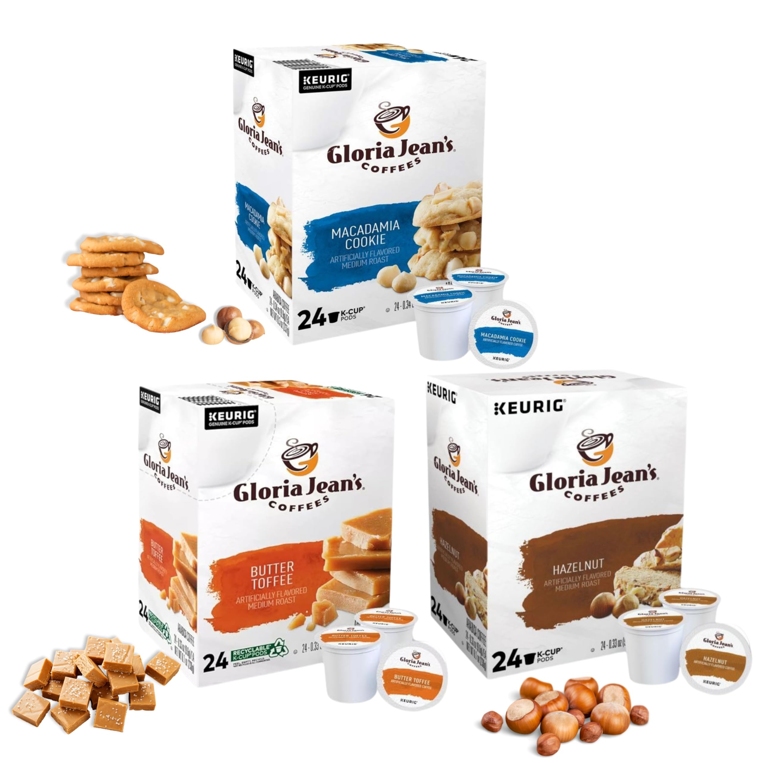 Gloria Jeans K Cups Coffee Pods Variety Pack Macadamia Cookie