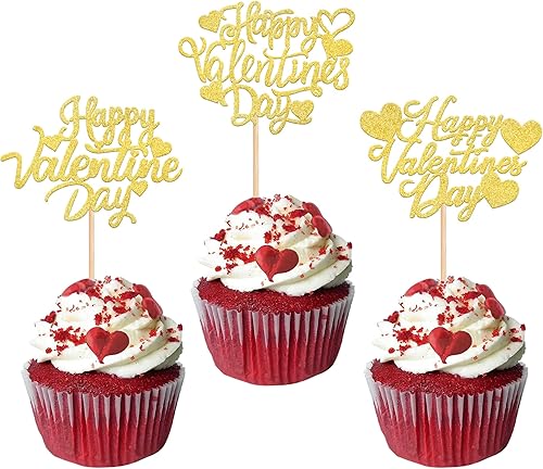 Rsstarxi 1 paquete de decoración para tartas de San Valentín con purpurina y corazón decoración de pasteles de San Valentín decoración de pasteles