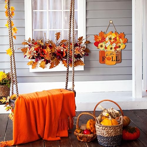 Miniatura 7 de Letrero de puerta de otoño, decoración de puerta de Acción de Gracias, letrero de madera de hojas de arce, decoración de otoño para casa de campo,