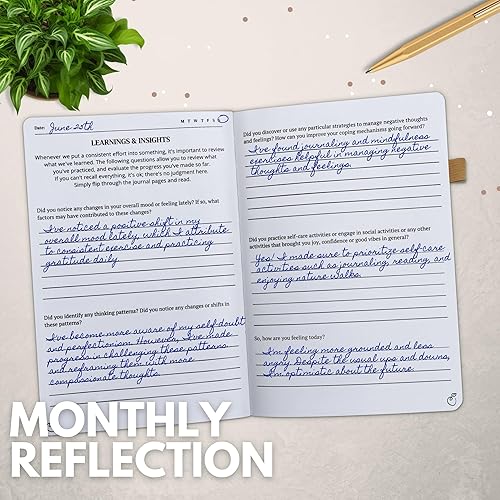 Miniatura 3 de Life & Apples Tune-in Journal Diario de salud mental para aliviar la ansiedad y el estrés - Cultiva la positividad y el cuidado personal - Diario de