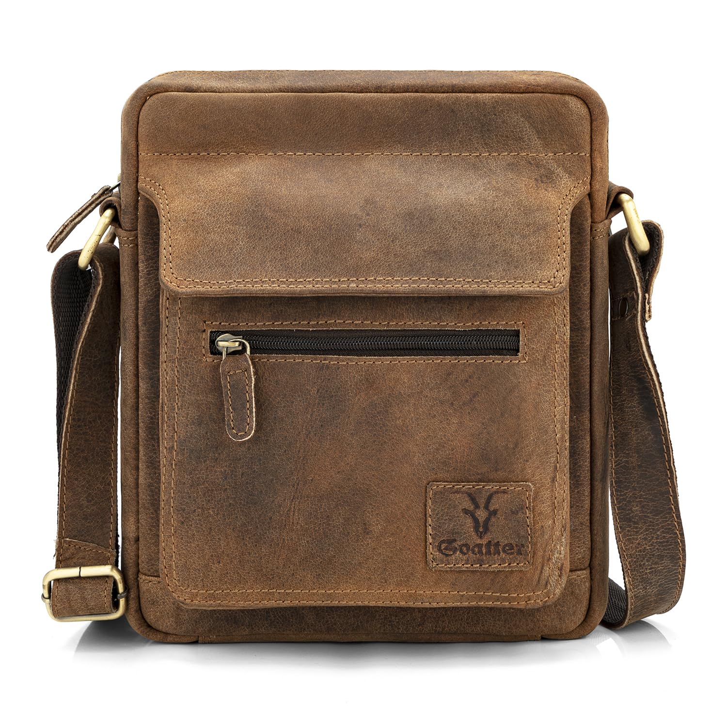 goatter Genuine Leather Multi Pocket 10" Inch Messenger Sling Bag For Men-picture-3