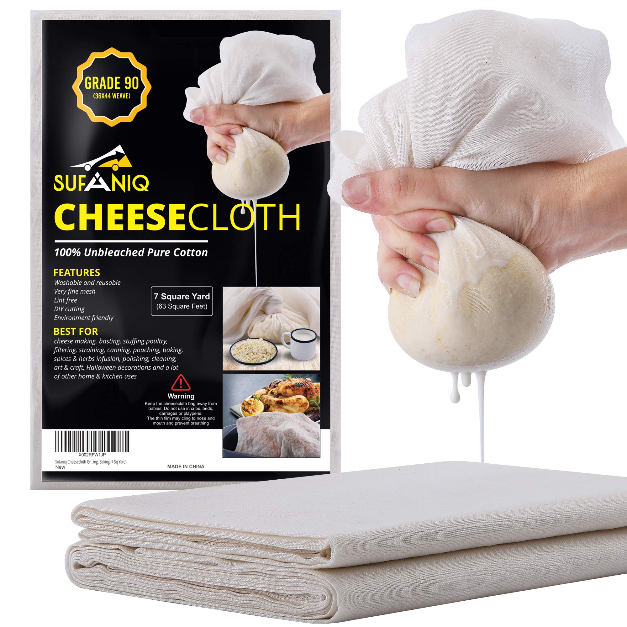 See full amazon price history chart for Sufaniq Cheesecloth Grade 90-63 Square Feet Unbleached 100% Cotton Fabric Ultra Fine Reusable Cheese Cloths for Cooking Straining Cheesemaking and Baking (7 Sq Yard) Sufaniq Cheesecloth Grade 90-63 Square Feet Unbleached 100% Cotton Fabric Ultra Fine Reusable Cheese Cloths for Cooking Straining Cheesemaking and Baking (7 Sq Yard) (B08RW4HL53) Amazon Price History, Amazon Price Tracker