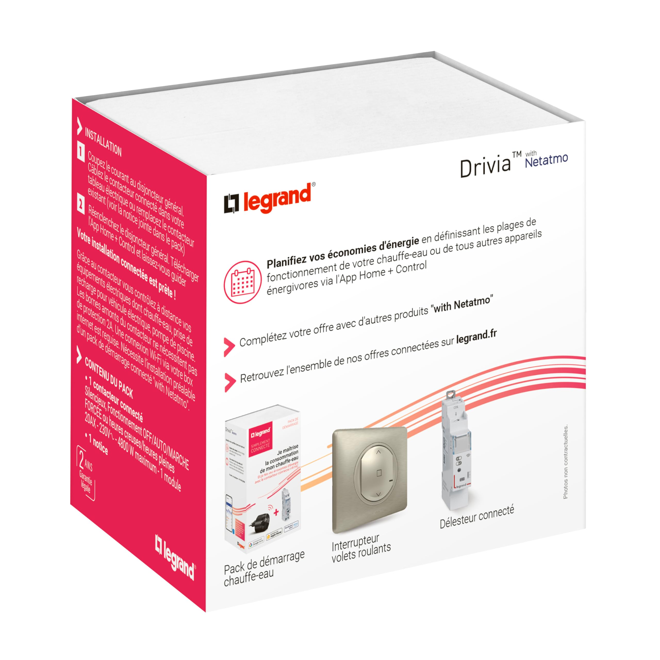 LEGRAND - 199122- Contattore modulare silenzioso connesso Drivia with Netatmo - Compatibile con App Home + Control e Disestore collegato - Confezione BTC - Grigio