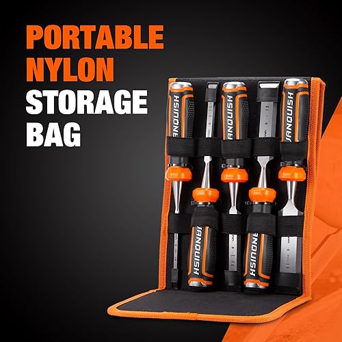 Miniatura 8 de VANQUISH Cuchillas biseladas de 34 de pulgada cincel de madera con tapa de acero llamativo para tallado de carpintería (4625)