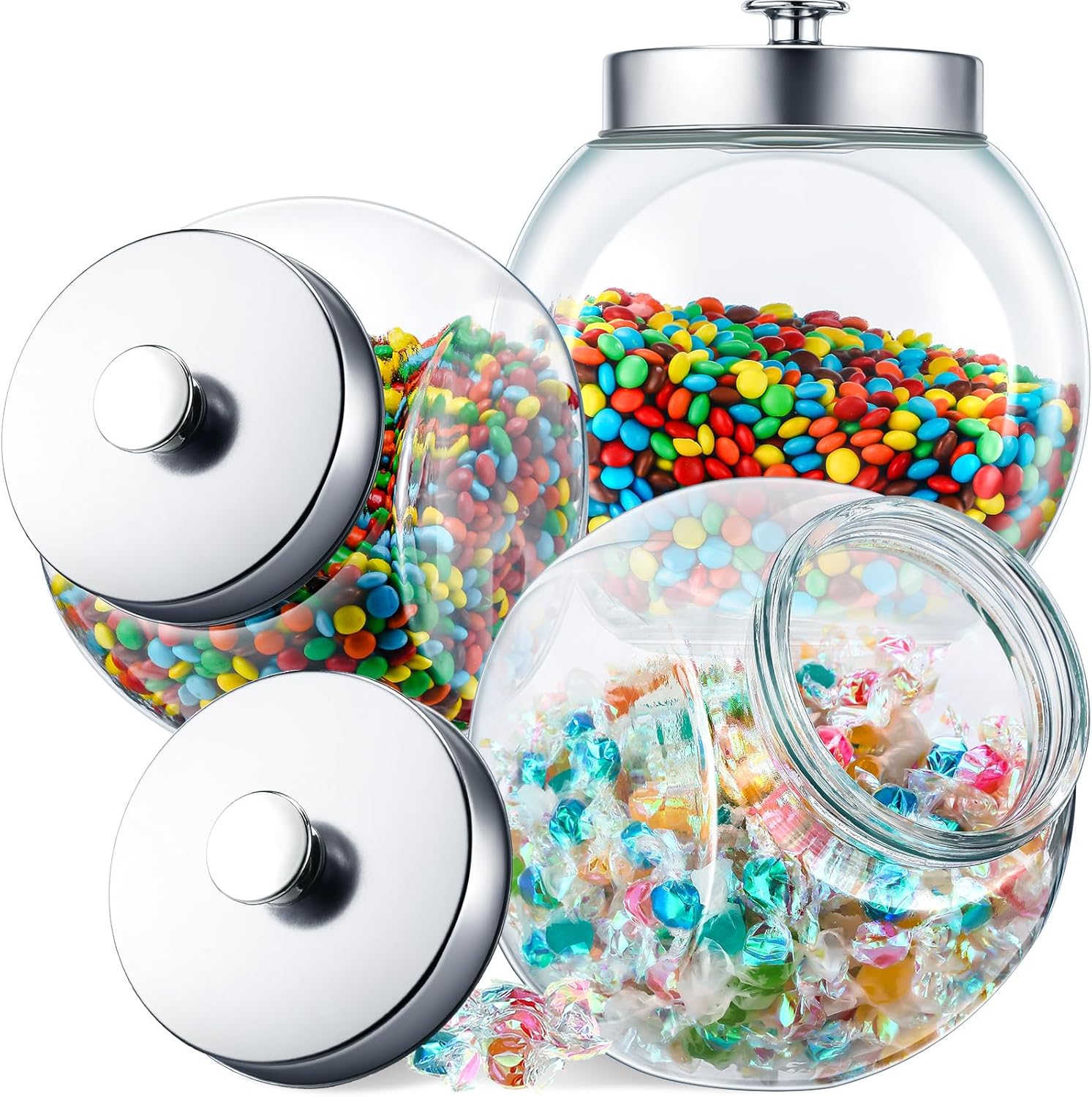 Nitial Set of 3 Glass Slanted Storage Jar Large Candy Jars