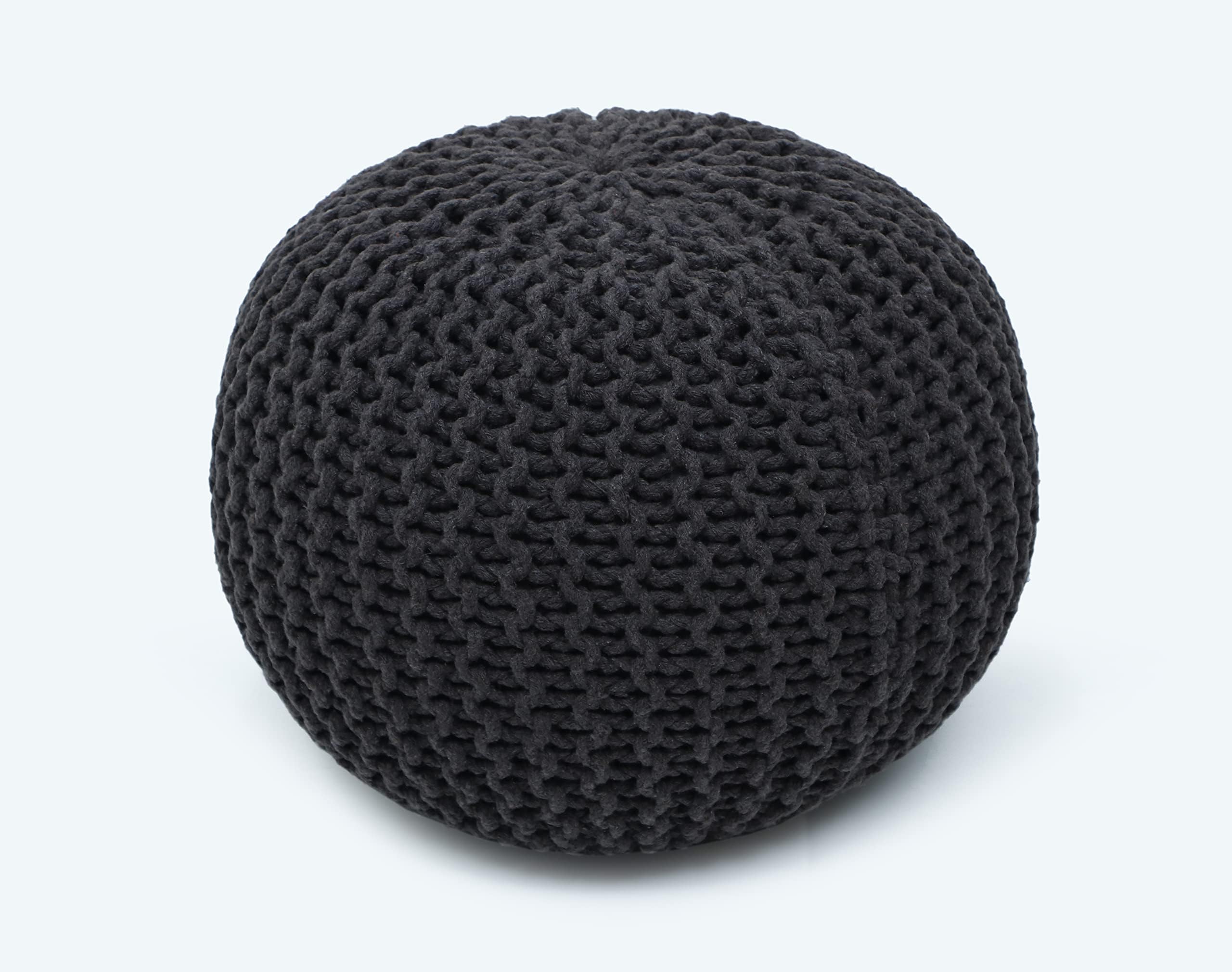 The Home Talk Cotton Pouf | Hand Knitted | Dark Grey Ottoman | Footrest, Bean Bag, Floor Chair | Great for Living Room, Bedroom & Kid’s Room | 100% Cotton | 18’’ x 18’’ x 16’’ – Store