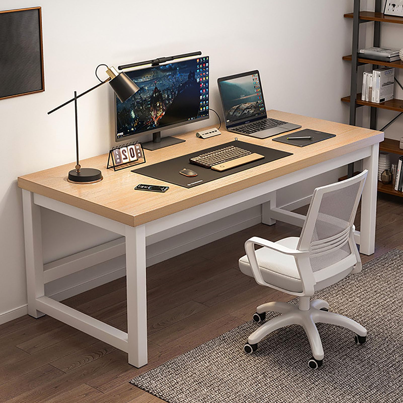 Table d'écriture moderne bureau ordinateur industriel marron 99 cm