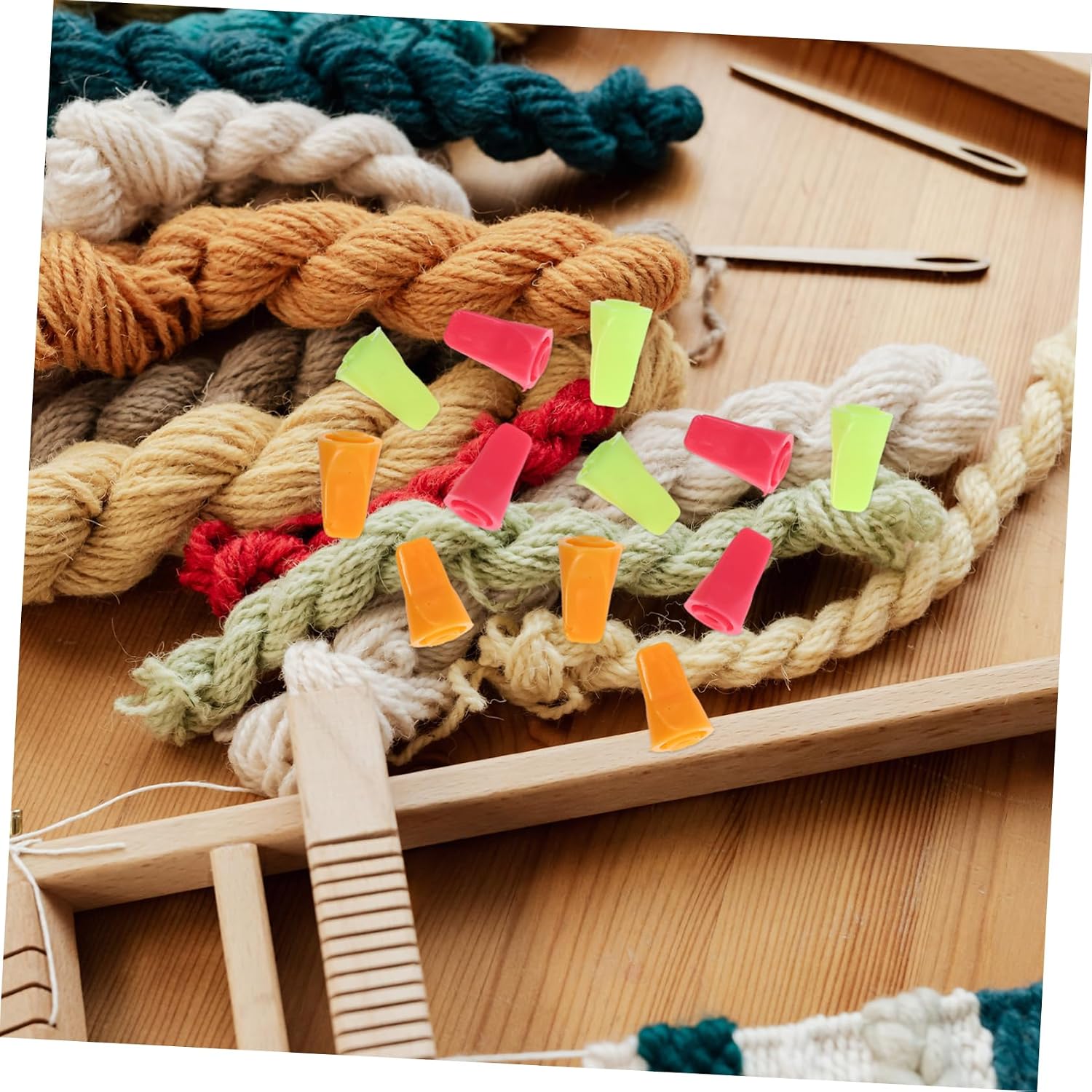 WEKAMOS 3sets Slip Knitting Needle Caps Point Protectors for Crafting Soft and Flexible Stitch Stoppers Safe and Easy to Clean for All Knitting Projects 30pcs*3