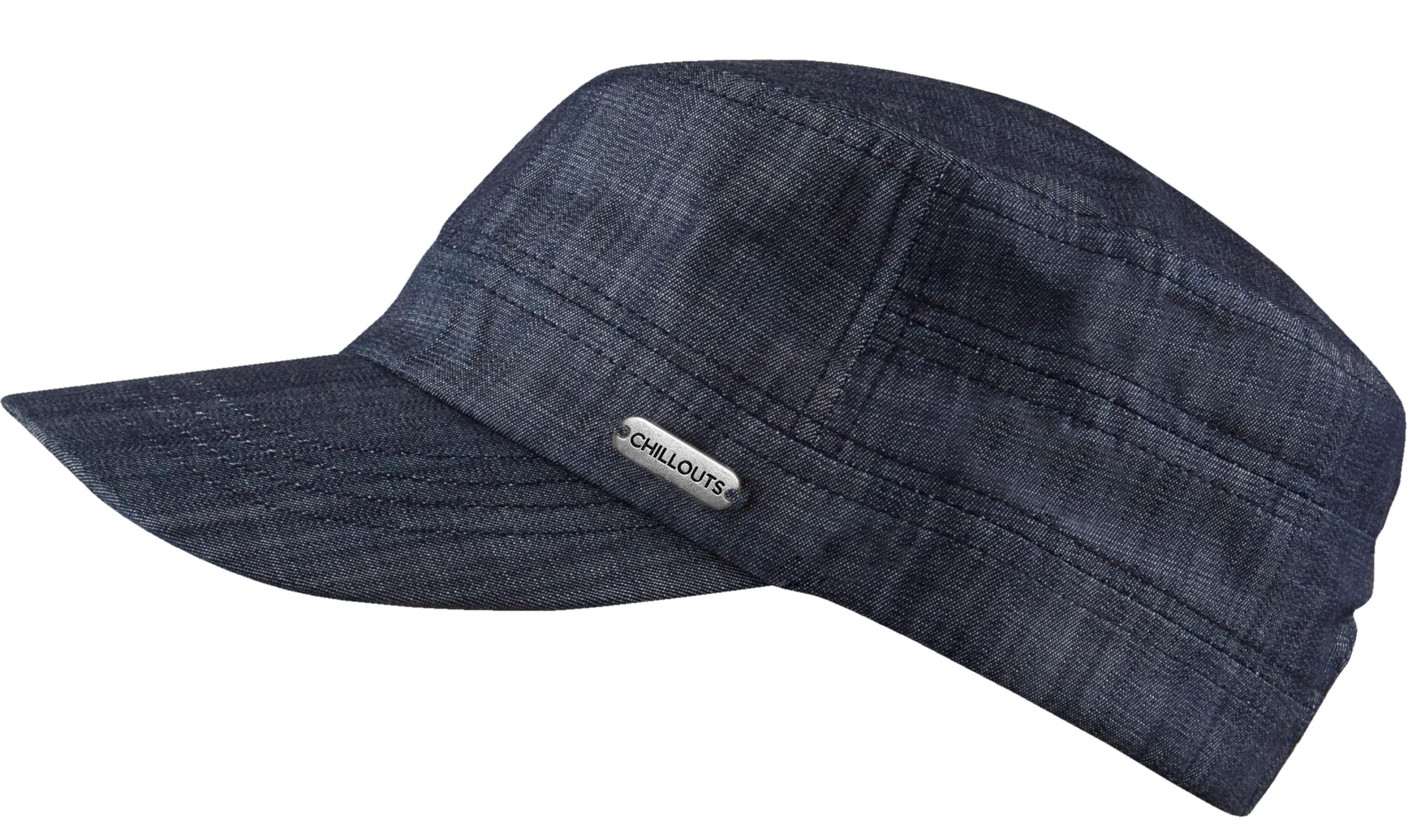 CHILLOUTS Denim Cotton Army Cap Women/Men - Jeans Summer Metal Buckle, with Peak, Lining All-Season Spring Autumn Winter - One Size Denim