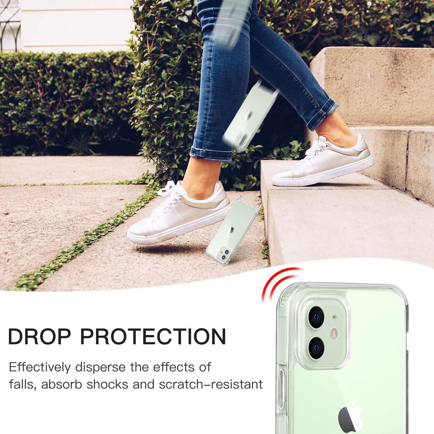 GOODVISH Cover Trasparente con Cordino per iPhone 11 6.1'',Custodia con Regolabile Collana per iPhone 11, [Antiurto] [AntiGraffio] [Antiscivolo] Case con Laccio Tracolla,Menta Verde
