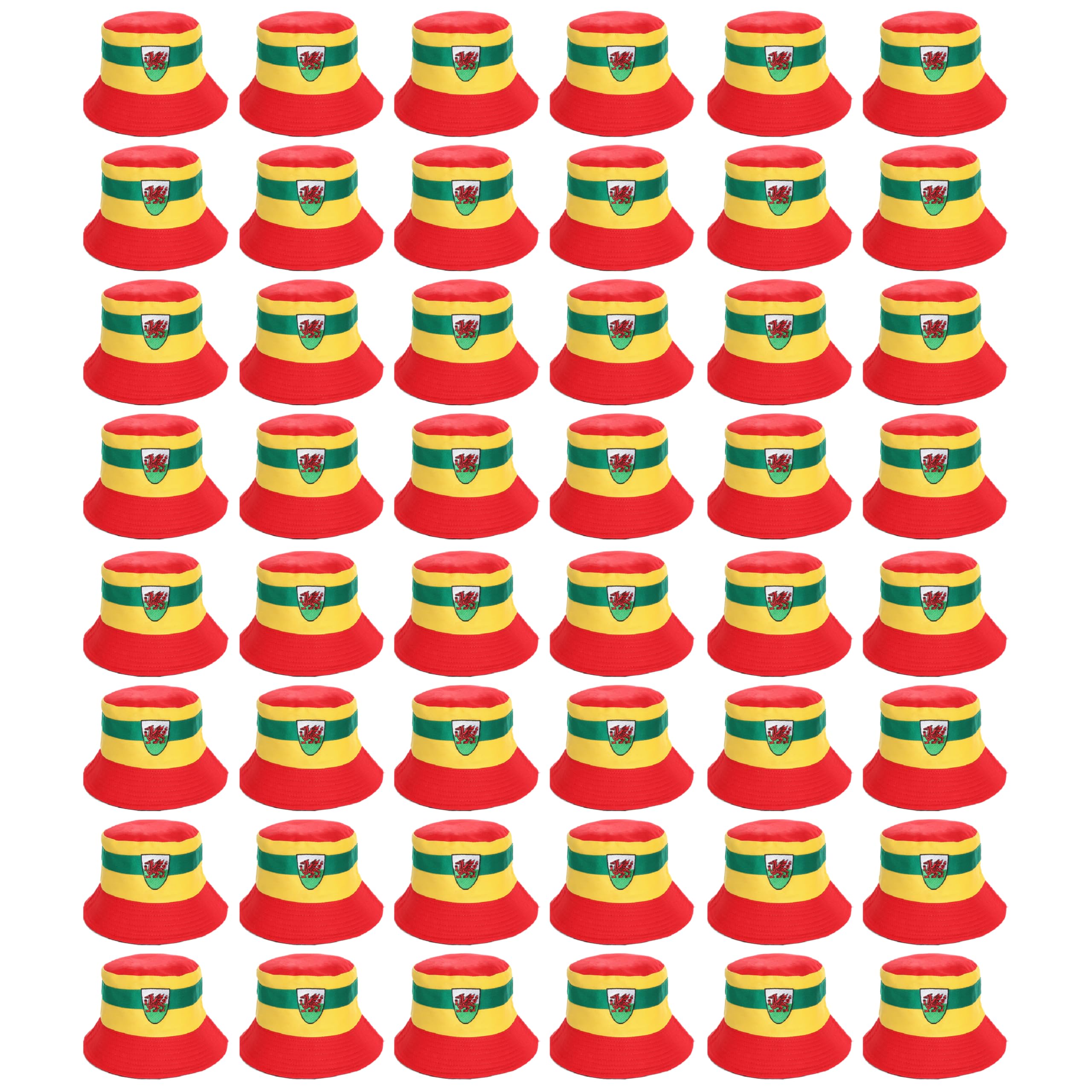 I LOVE FANCY DRESS Reversible Welsh Bucket Hat - Pack of 48-58cm Bucket Hat with Welsh Dragon Emblem - Football Rugby Sport Supporters Accessory