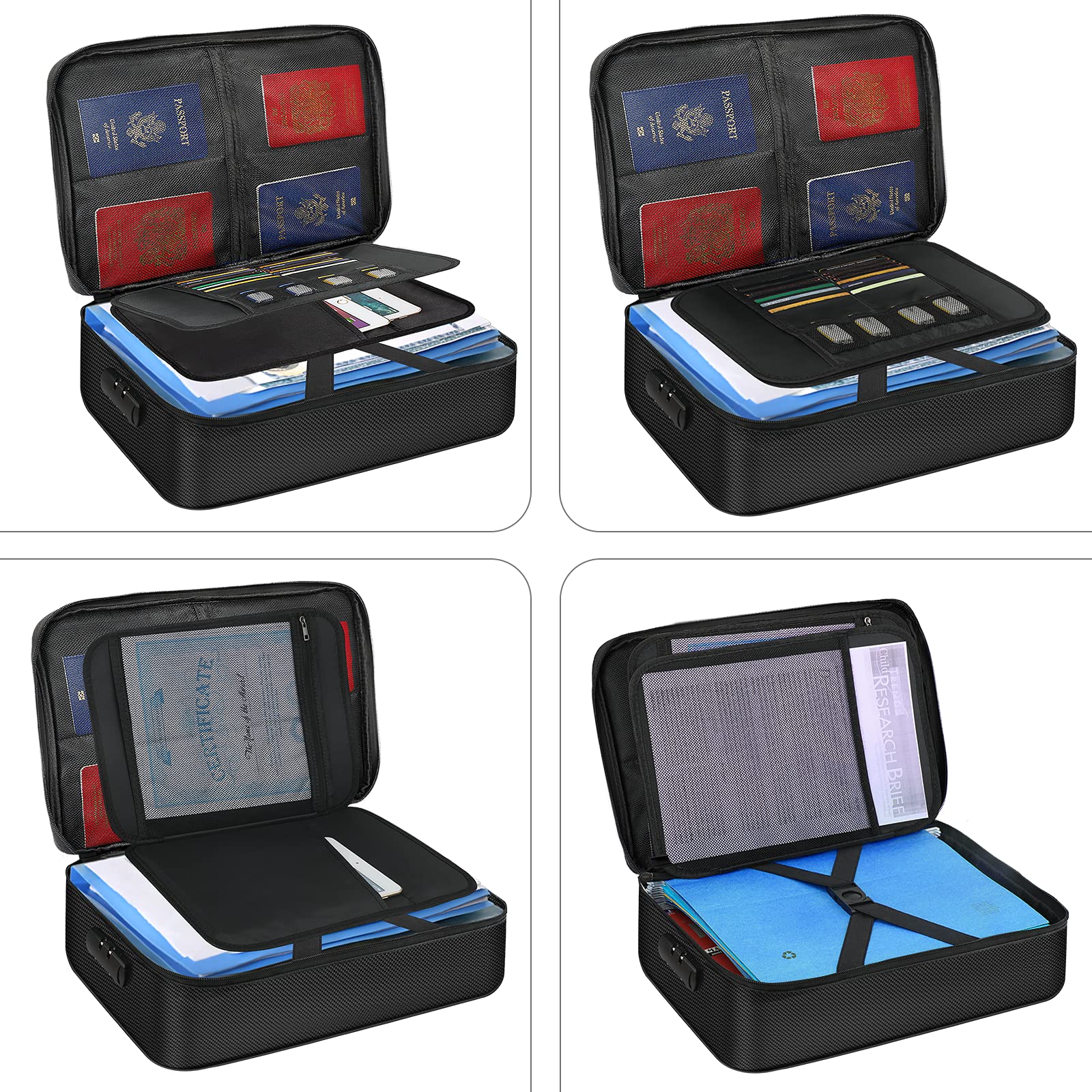 Noiposi File Organizer Bag , Fireproof Document Bag with Lock ,Home