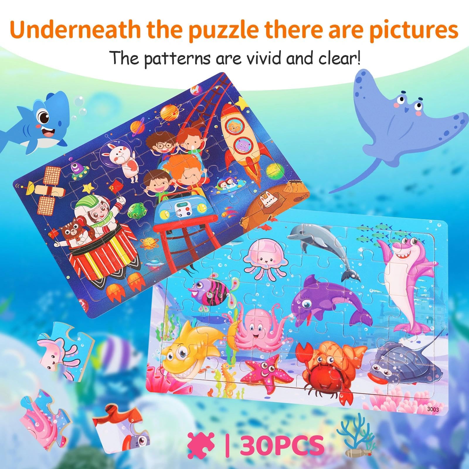 Puzzle Bambini 3 Anni 5 X 24 Pezzi, Puzzle in Legno Animali a Partire, Gioco Educativo Prescolare, Giochi Educativi, Giocattoli Regalo per Bambini da 3 a 8 Anni Ragazzi e Ragazze