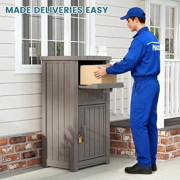 Package Delivery Box for Outside, Large Lockable & Weatherproof Anti-Theft Large Parcel Drop Box for Porch, Curbside, House Storage, Charcoal Gray(60 Gallon)