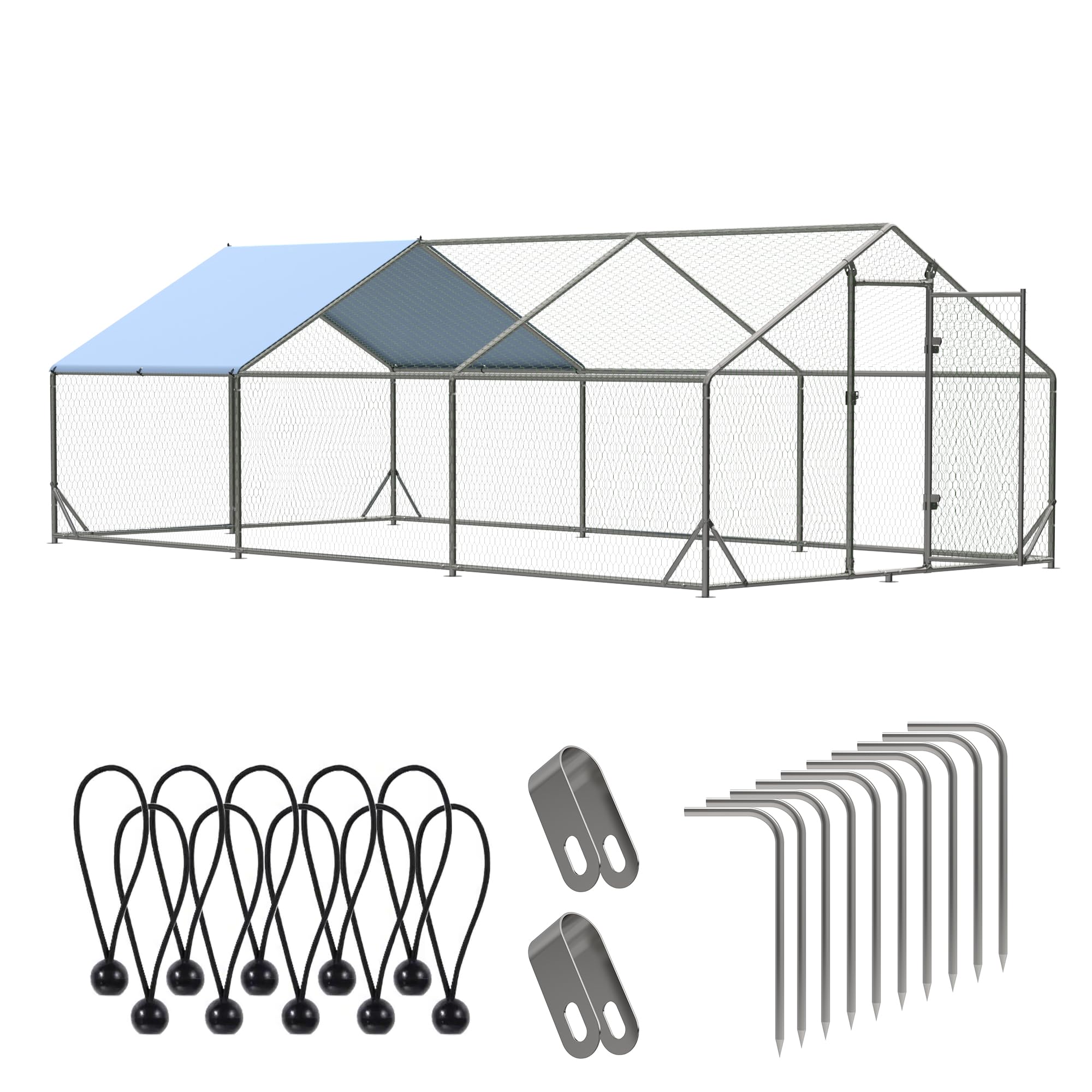 HOOYEAH Large Metal Chicken Run Walk-in Poultry Cage