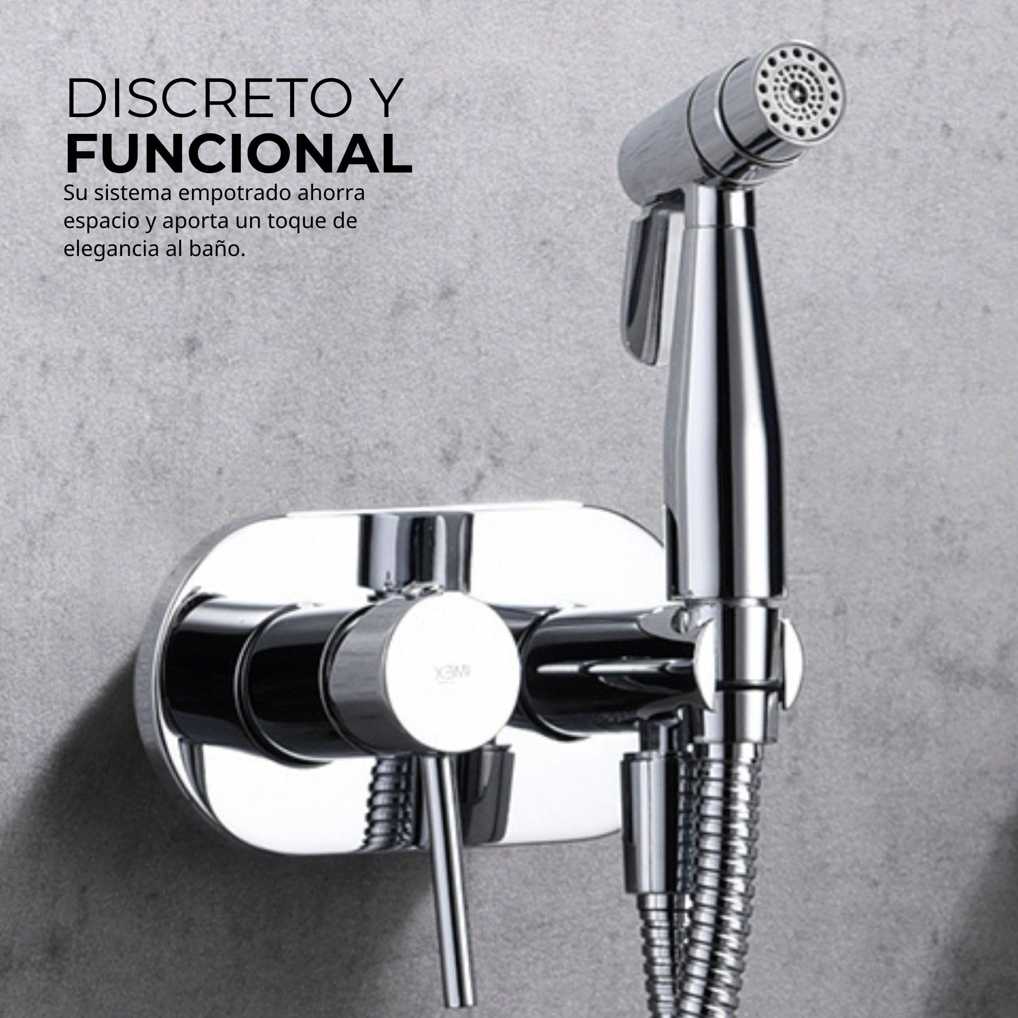 IMEX - Ducha Bidet Agua Fría Color Cromado | Grifo Bidet Empotrado para WC Cromada | Ducha Higiénica Monomando para Inodoro | Grifería Sustituto de Bidé | Serie Maui