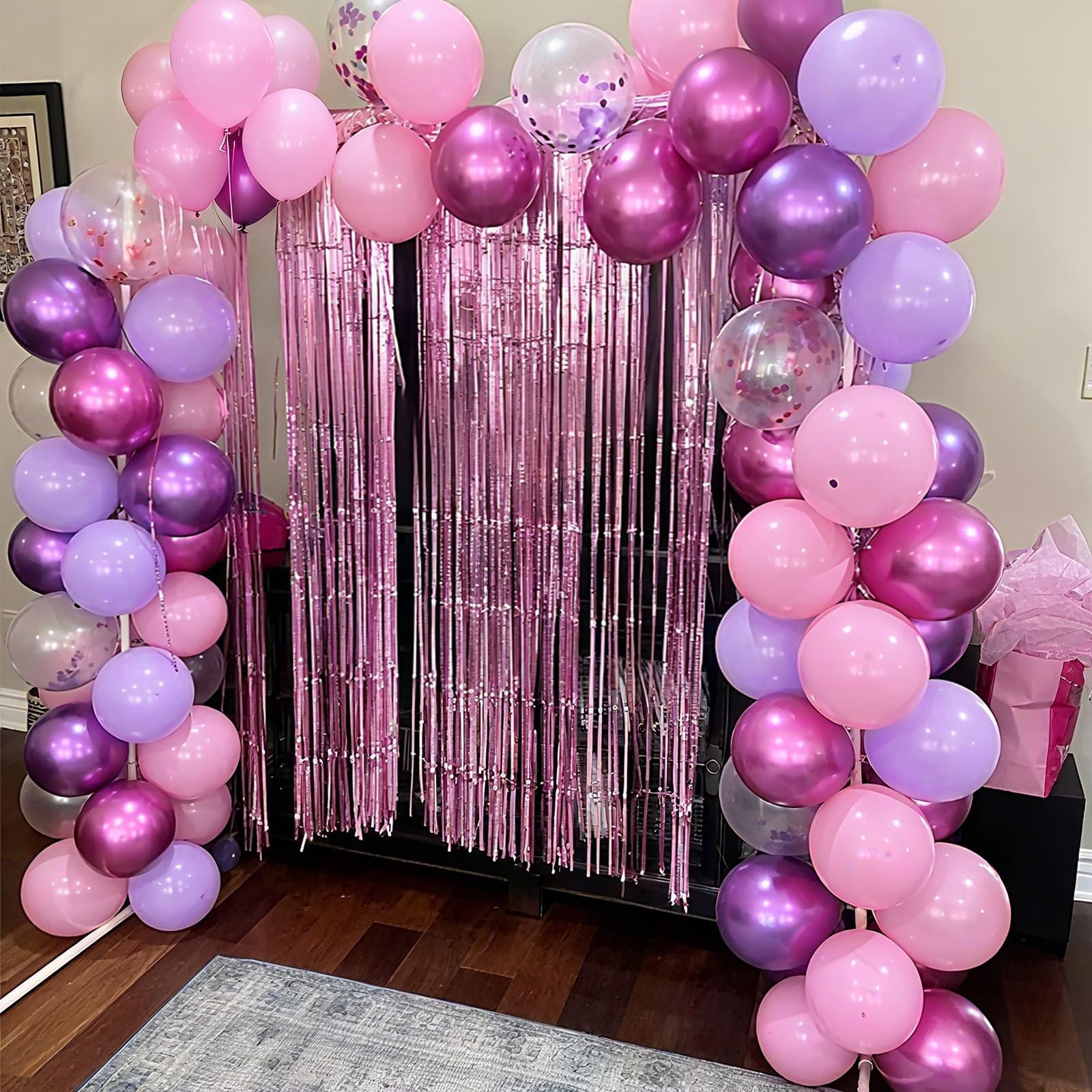 Palloncini Compleanno Rosa Viola, 62 Pezzi Kpop Compleanno Lilla, Palloncini Unicorno Lilla con Viola Metallizzati per Decorazioni K Pop Compleanno Unicorno Bambina Baby Shower, 12 Pollici