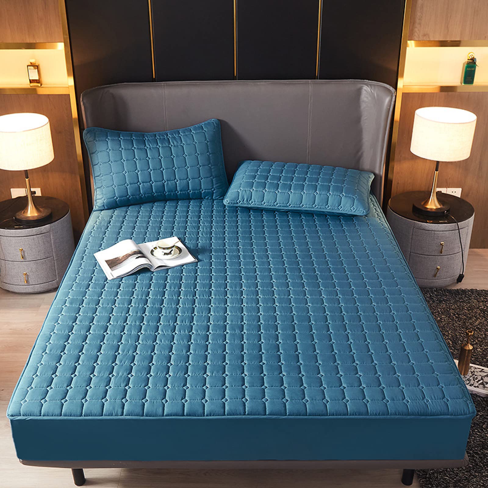 BAJIN Home Extra Deep Waterproof Quilted Mattress Protector Bed Sheet Cover Topper Bedding,Breathable mattress pad,180x220+15cm