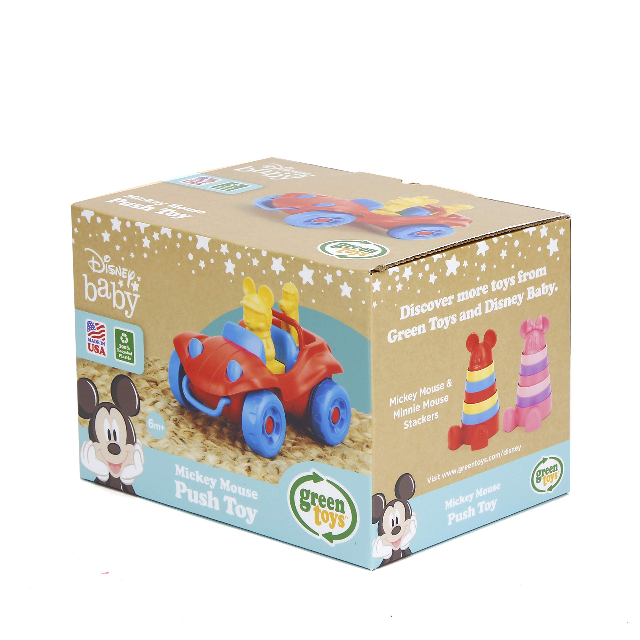 Green Toys Disney Baby Mickey Mouse Push Toy - Juego de simulación, habilidades motoras, vehículo de juguete para niños. Seguro para bebés y niños pequeños. Sin BPA, ftalatos, PVC. Apto para