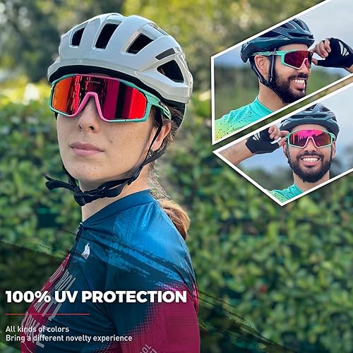 Miniatura 8 de KAPVOE Gafas de ciclismo polarizadas para hombres y mujeres, 3 lentes MTB para montar en bicicleta, gafas deportivas