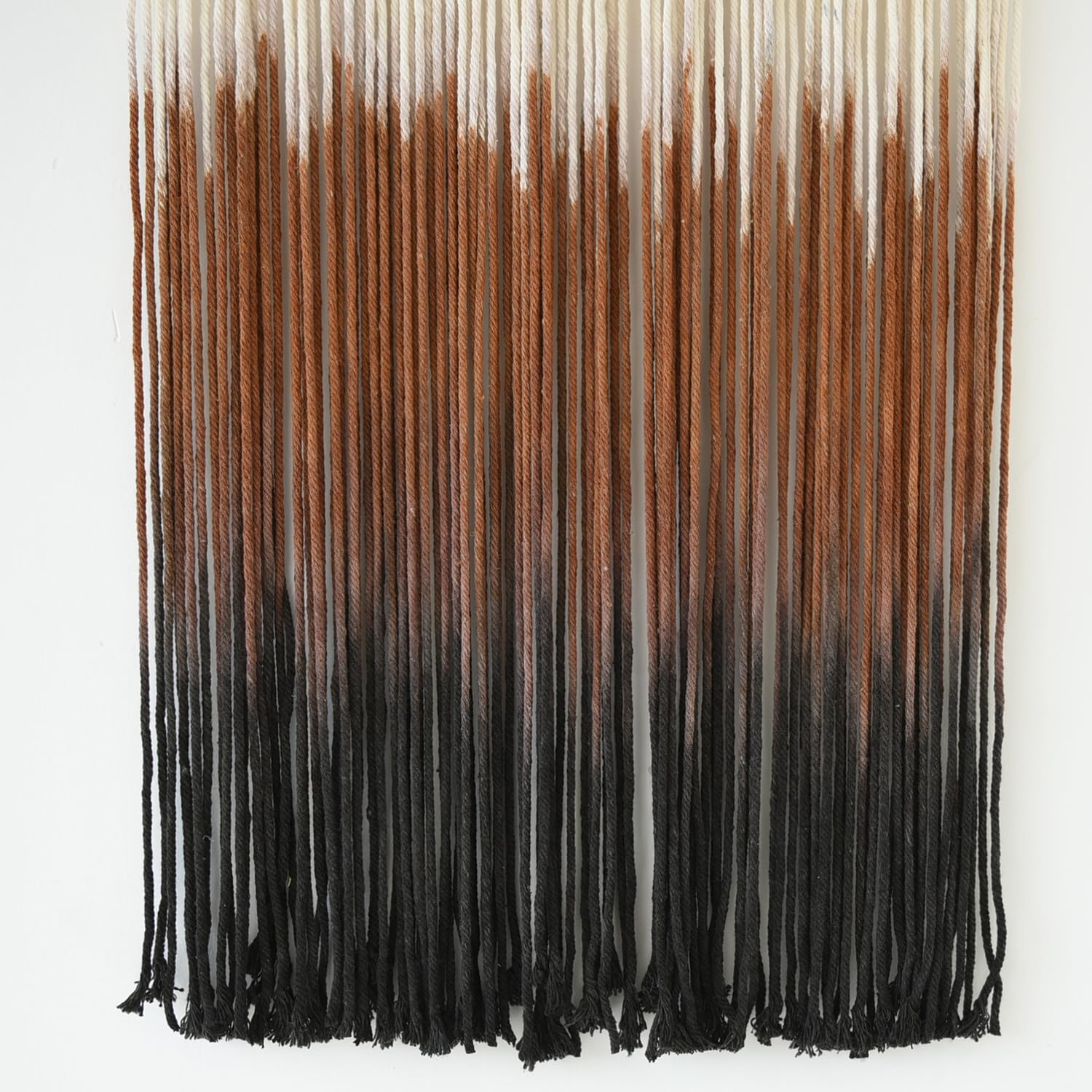 Tapiz de macramé para colgar en la pared, color marrón, bohemio, tejido a mano, con borlas, arte de pared para sala de estar, dormitorio, arte de fibra de 15 pulgadas de ancho x 43 pulgadas de largo 8