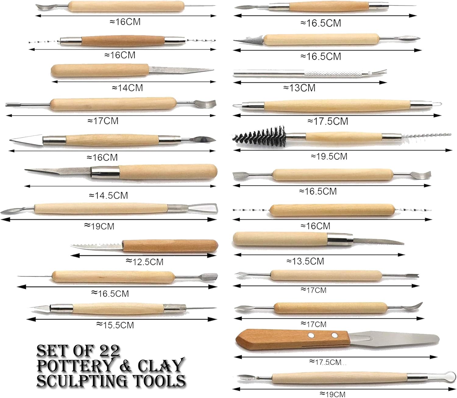 HTTMT- 22Pcs Pottery Tool Set Carving Sculpting Modeling Hobby Ceramics Art Supplies Kit[P/N: ET-TOOL018-SR] : Arts, Crafts & Sewing