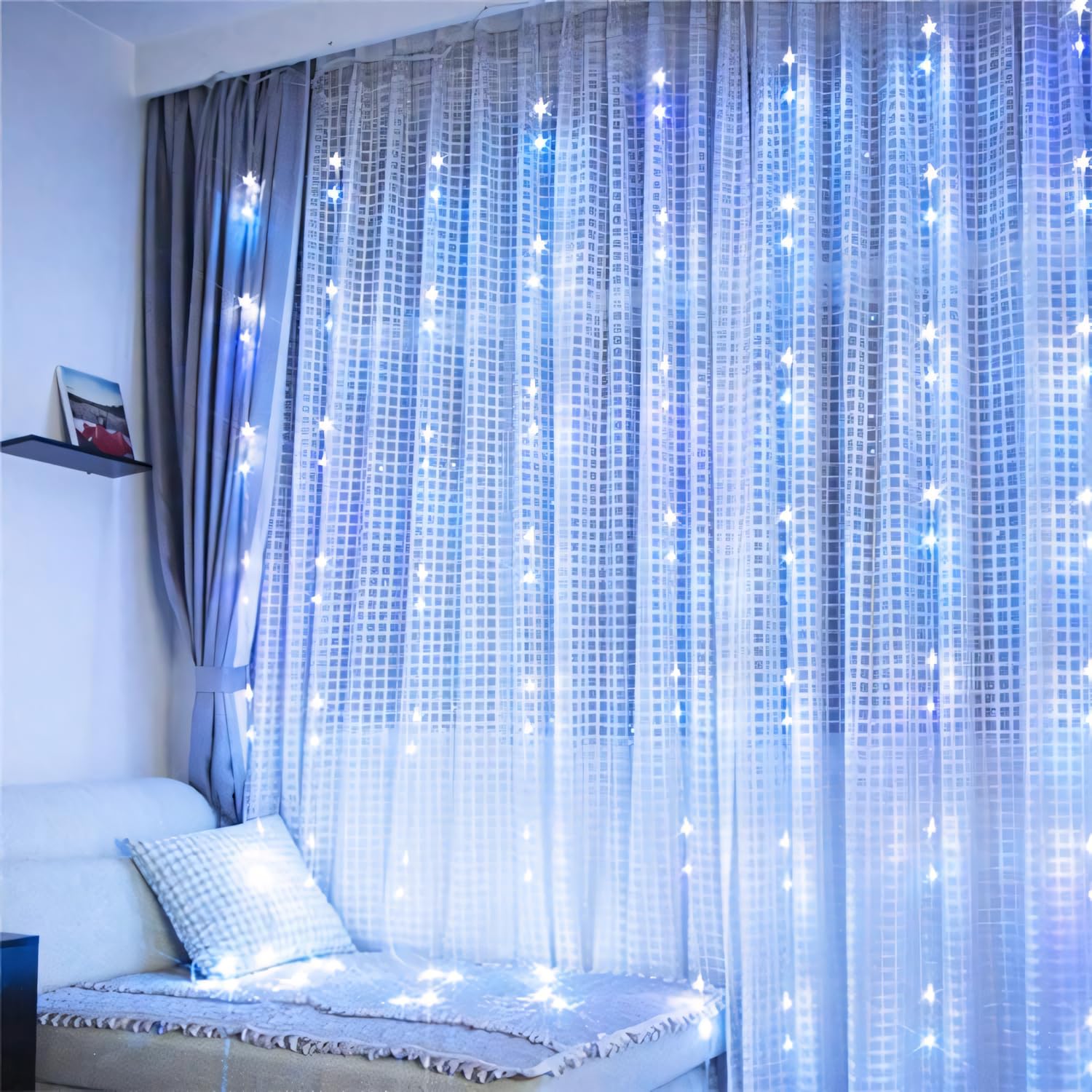 One94Store Waterfall Curtain Led Light White Color with 180 Led, 8 Modes for Home, Wall Decoration Indoor, Outdoor, Gardendecoration String Light (White, 10X10 Feet)(Plastic)