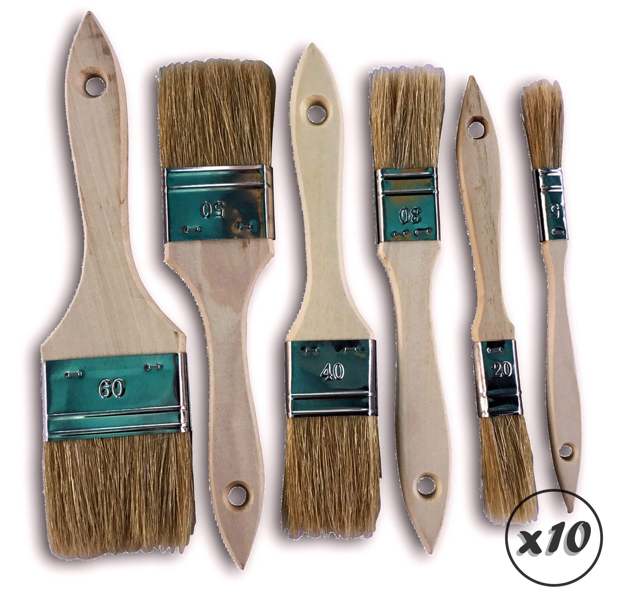 Zestaw 6 pędzli do lakieru jedwabnego | Zestaw 10 zestawów | Szerokość 15-20-30-40-50-60 mm | Multi Grip | Farba olejna akrylowa farba do farb do lazury z żywicy | Kibros LOT_322_6x10