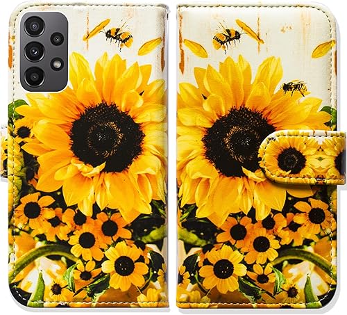 Miniatura 1 de Bcov - Funda para Galaxy A23 5G diseño de abeja de girasol con ranura para tarjetas soporte para Samsung Galaxy A23 5G