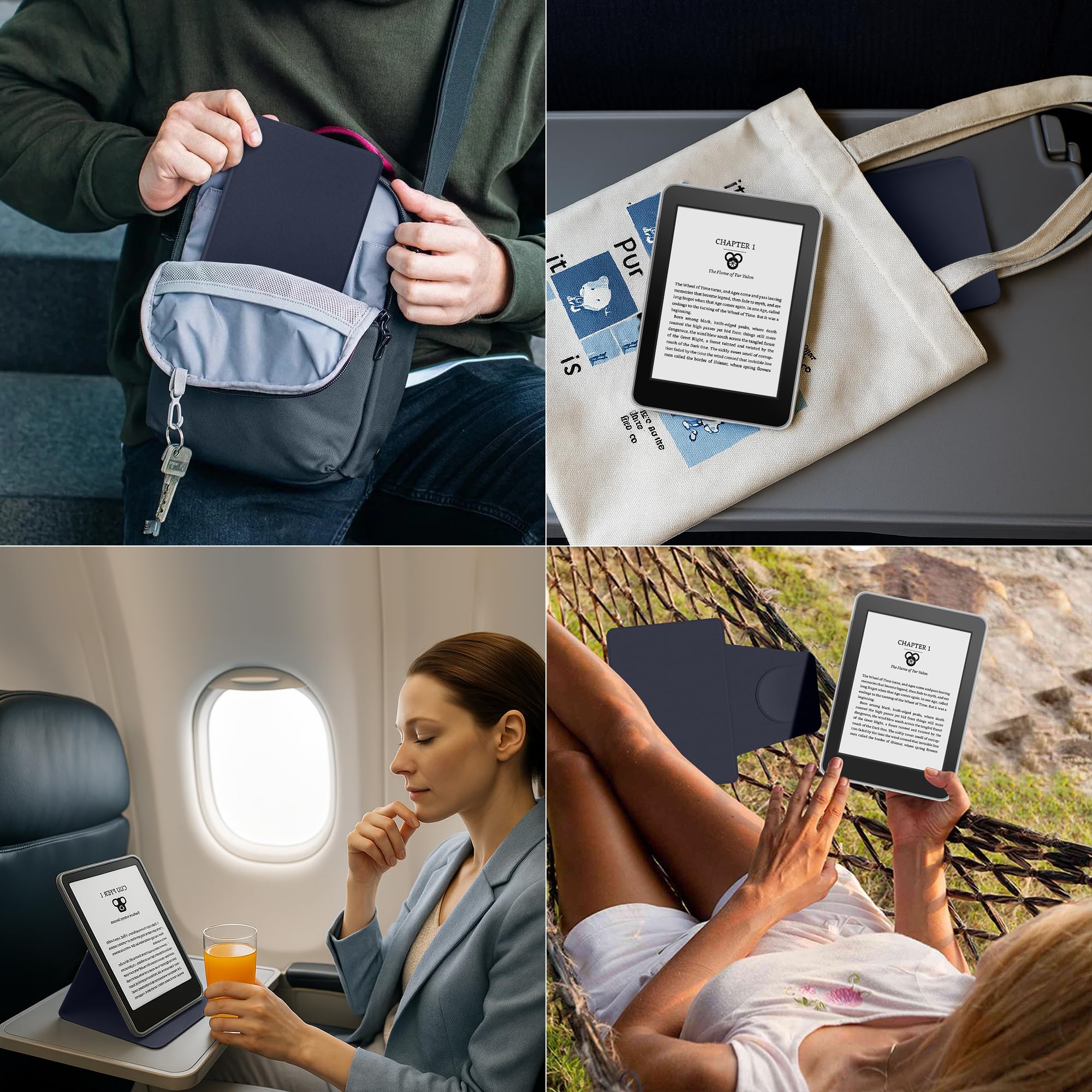 Étui magnétique amovible 2 en 1 avec support pour Kindle Paperwhite (11e génération-2021) et Kindle Paperwhite Signature Edition Coque fine en polyuréthane avec fonction veille/réveil